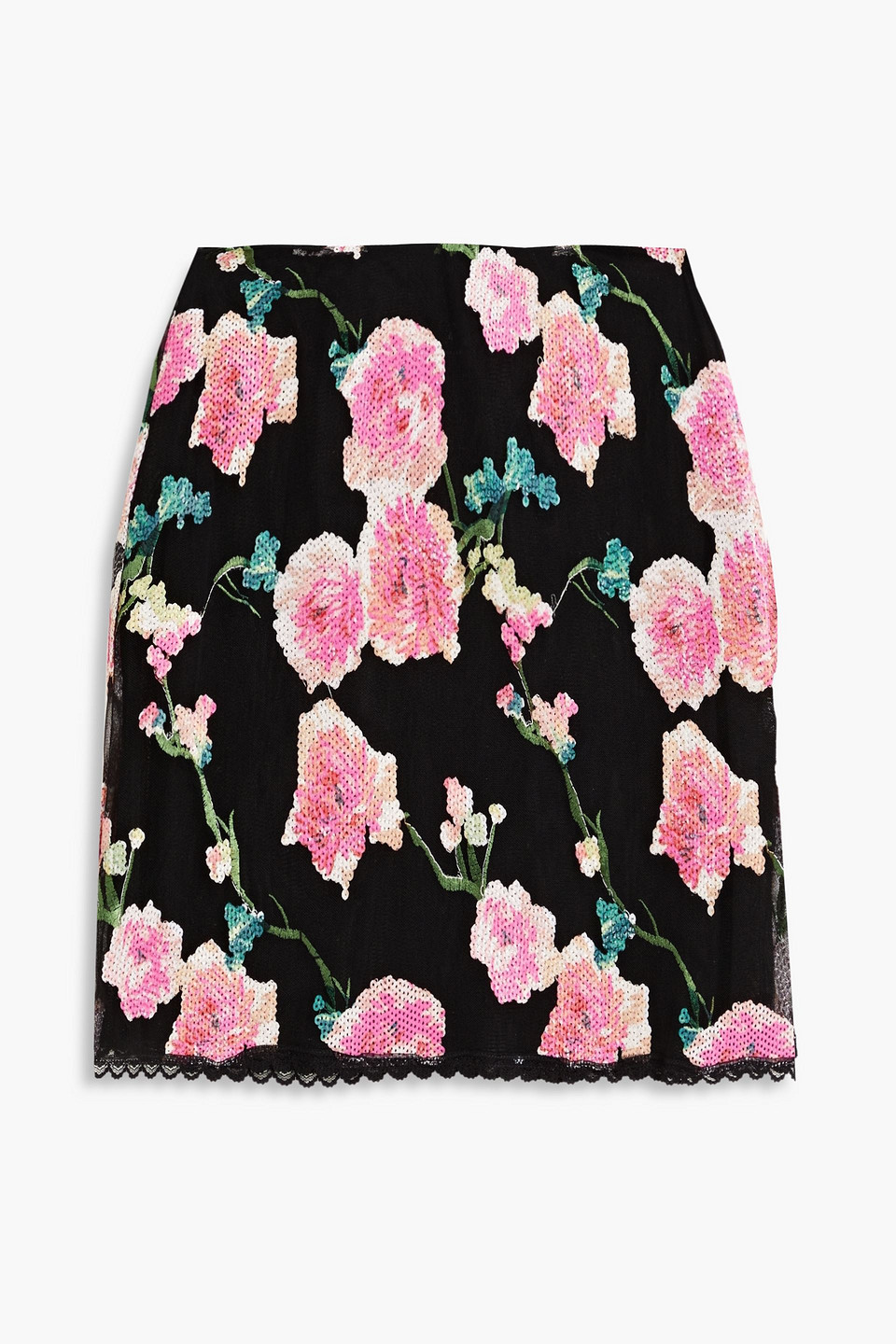 ANNA SUI EMBELLISHED TULLE MINI SKIRT
