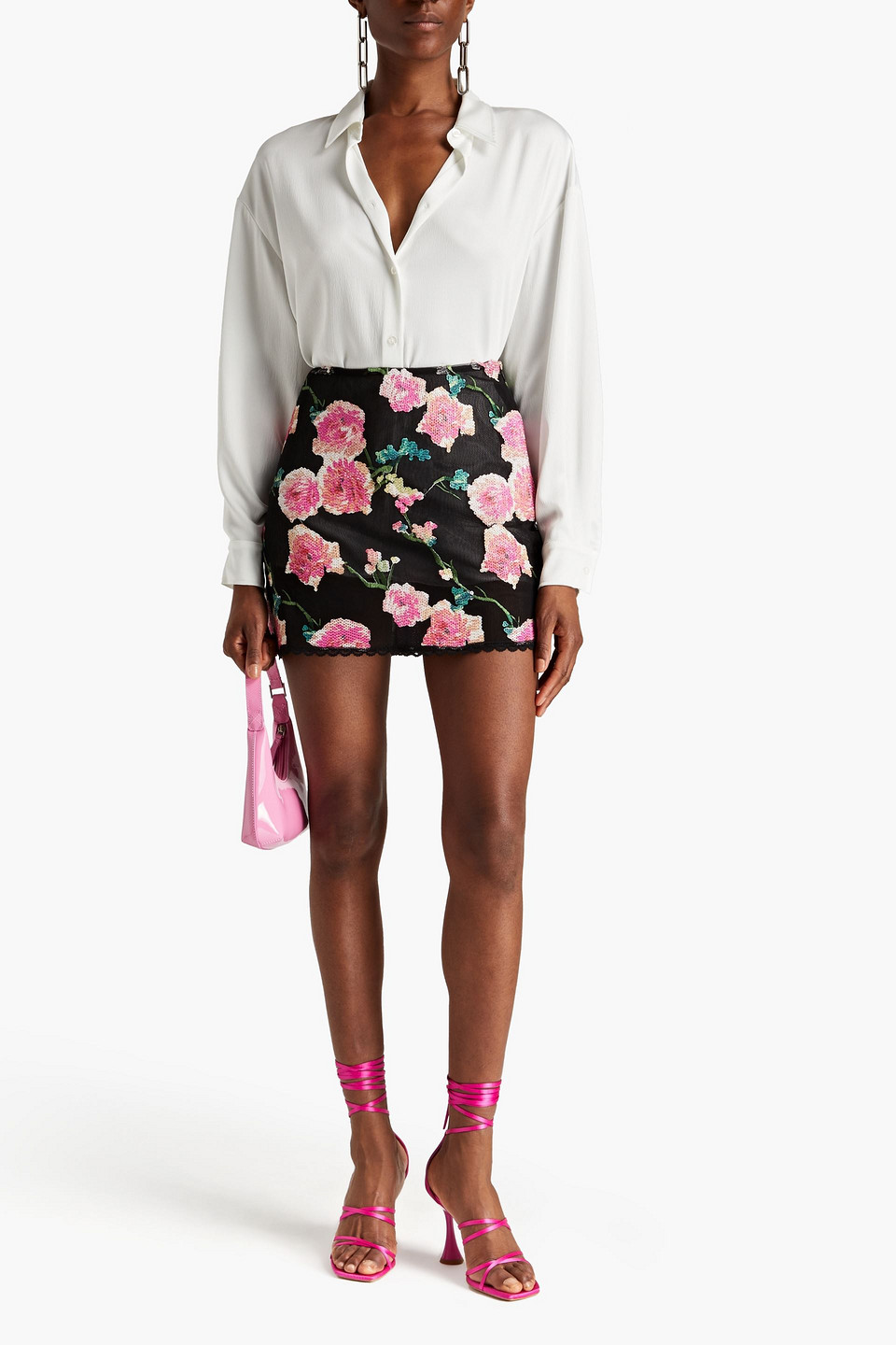 ANNA SUI EMBELLISHED TULLE MINI SKIRT