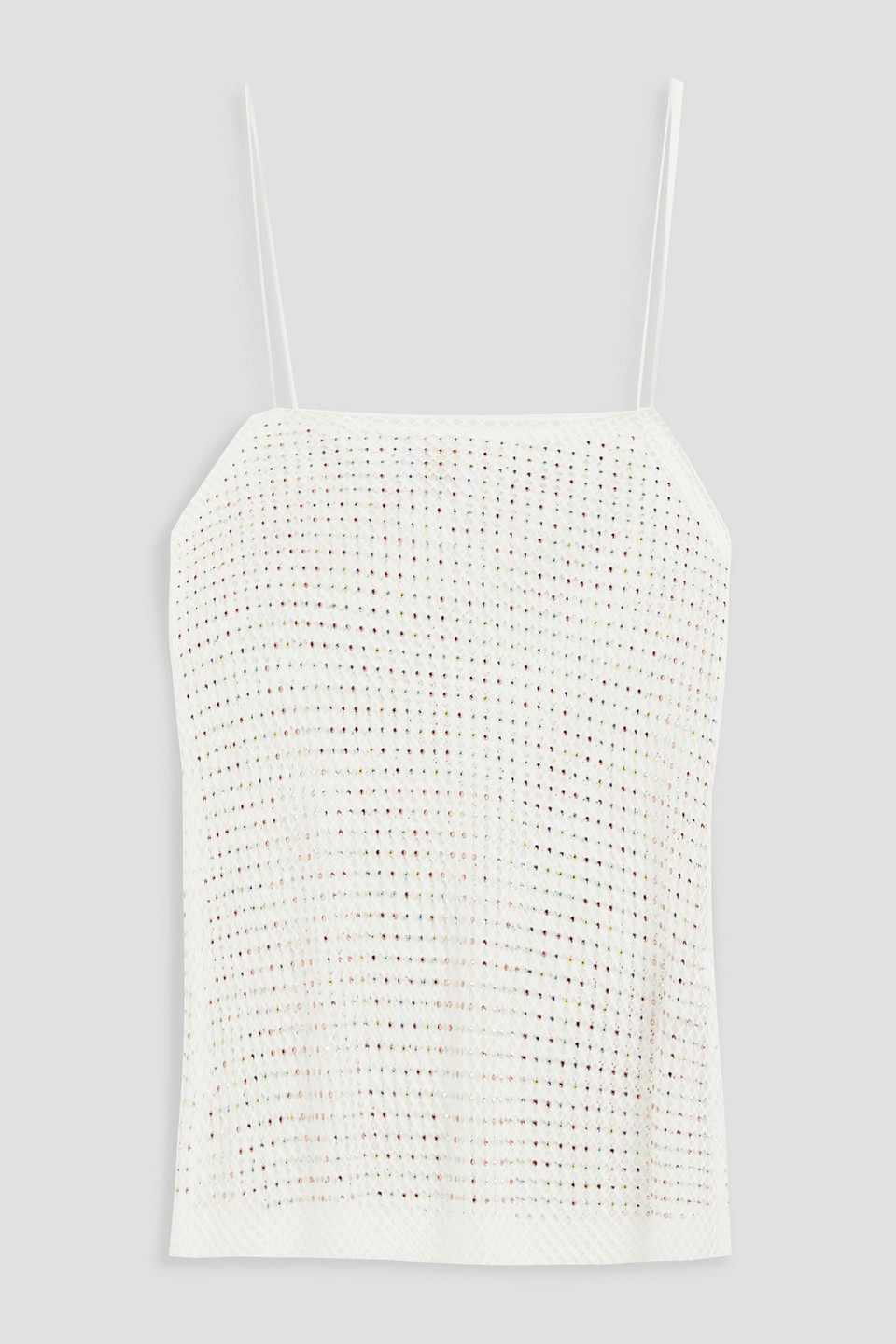 Anna Sui Crystal-embellished Fishnet Top In White