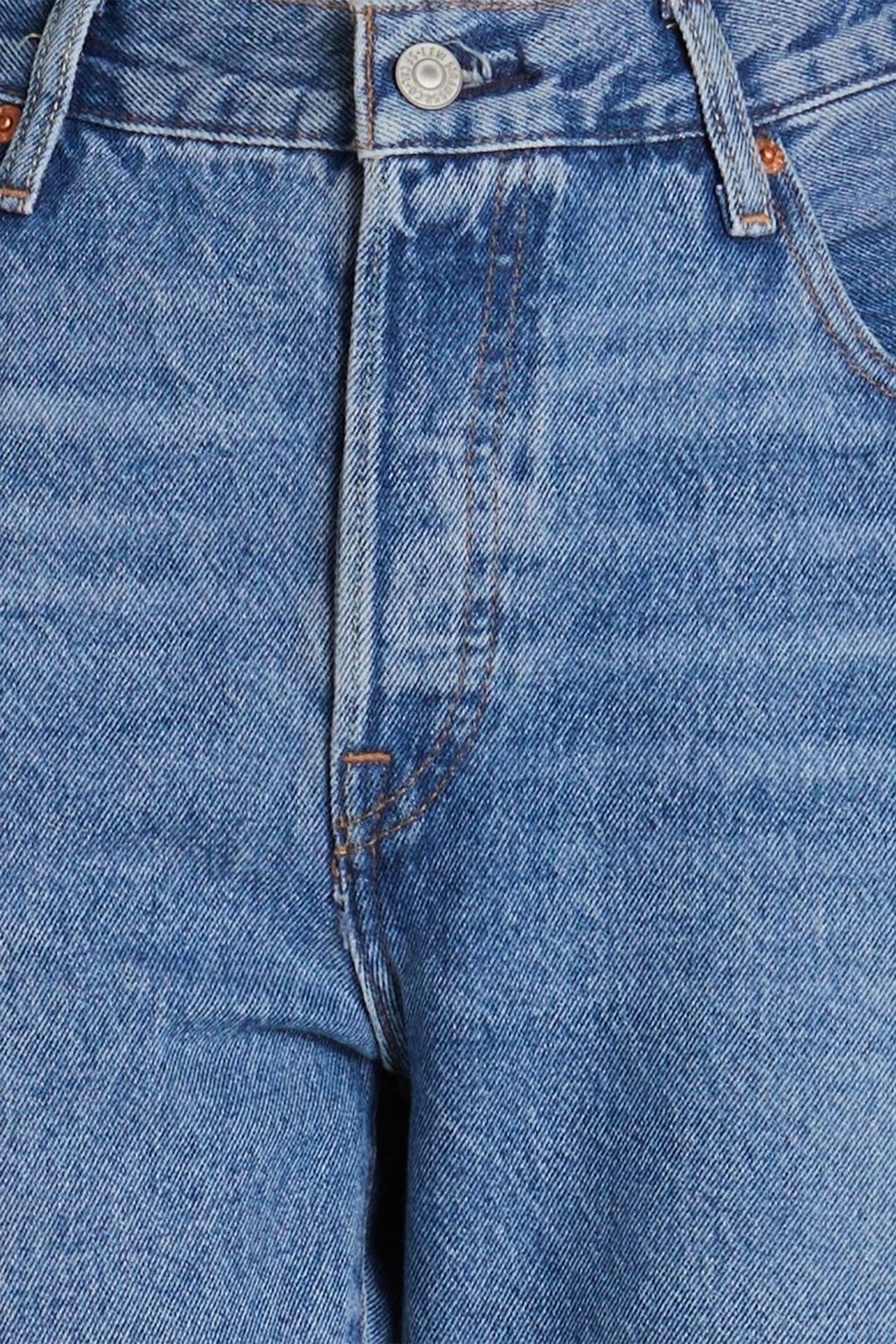 LEVI'S X ANNA SUI بنطلون جينز «501» بلون باهت بخصر مرتفع وقصة أرجل مستقيمة مزين بزخارف بنمط فترة التسعينيات