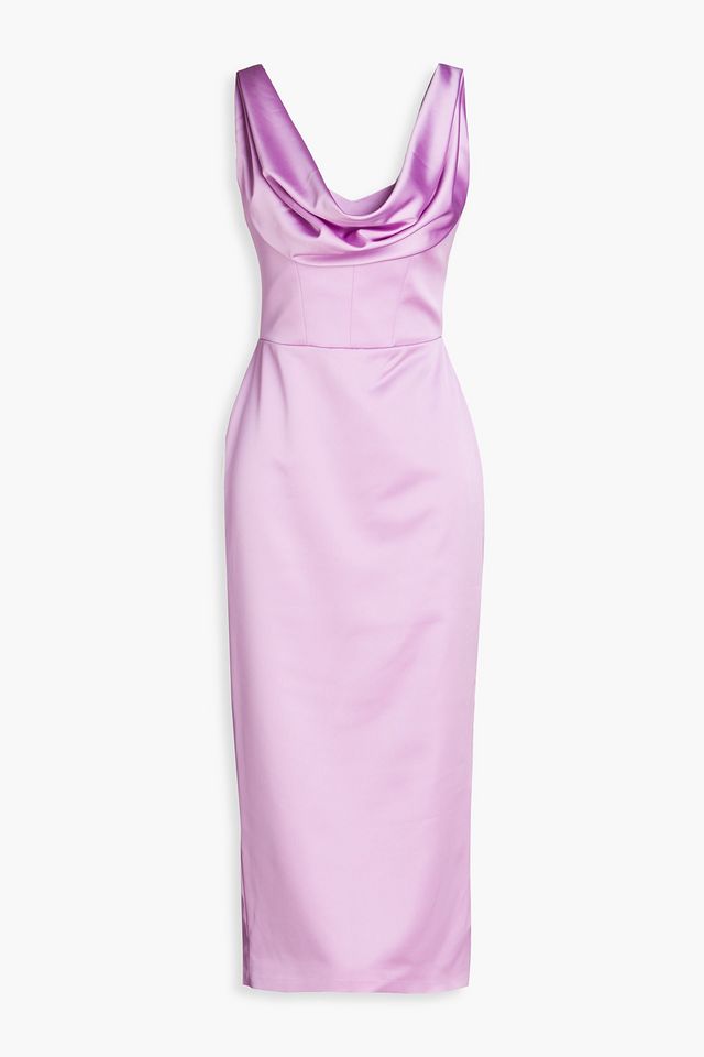 Draped satin-crepe midi dress