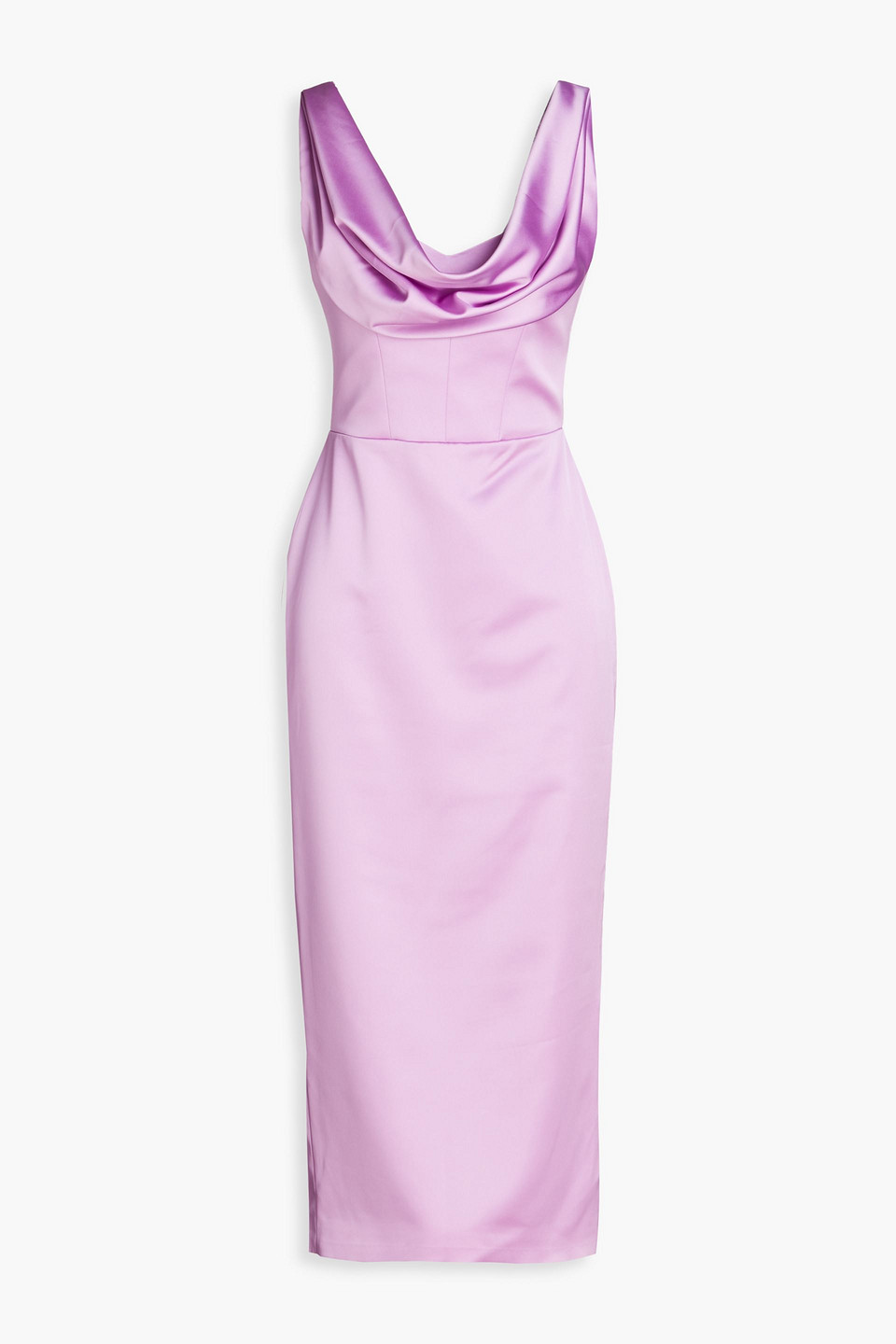 Rasario Draped Satin-crepe Midi Dress In Lilac