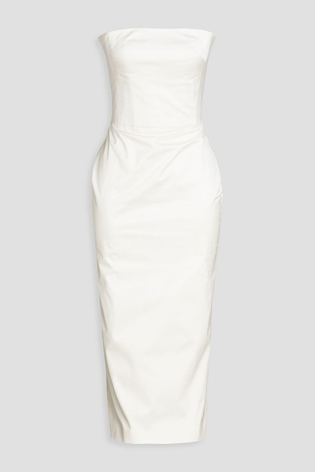 Strapless silk-shantung midi dress