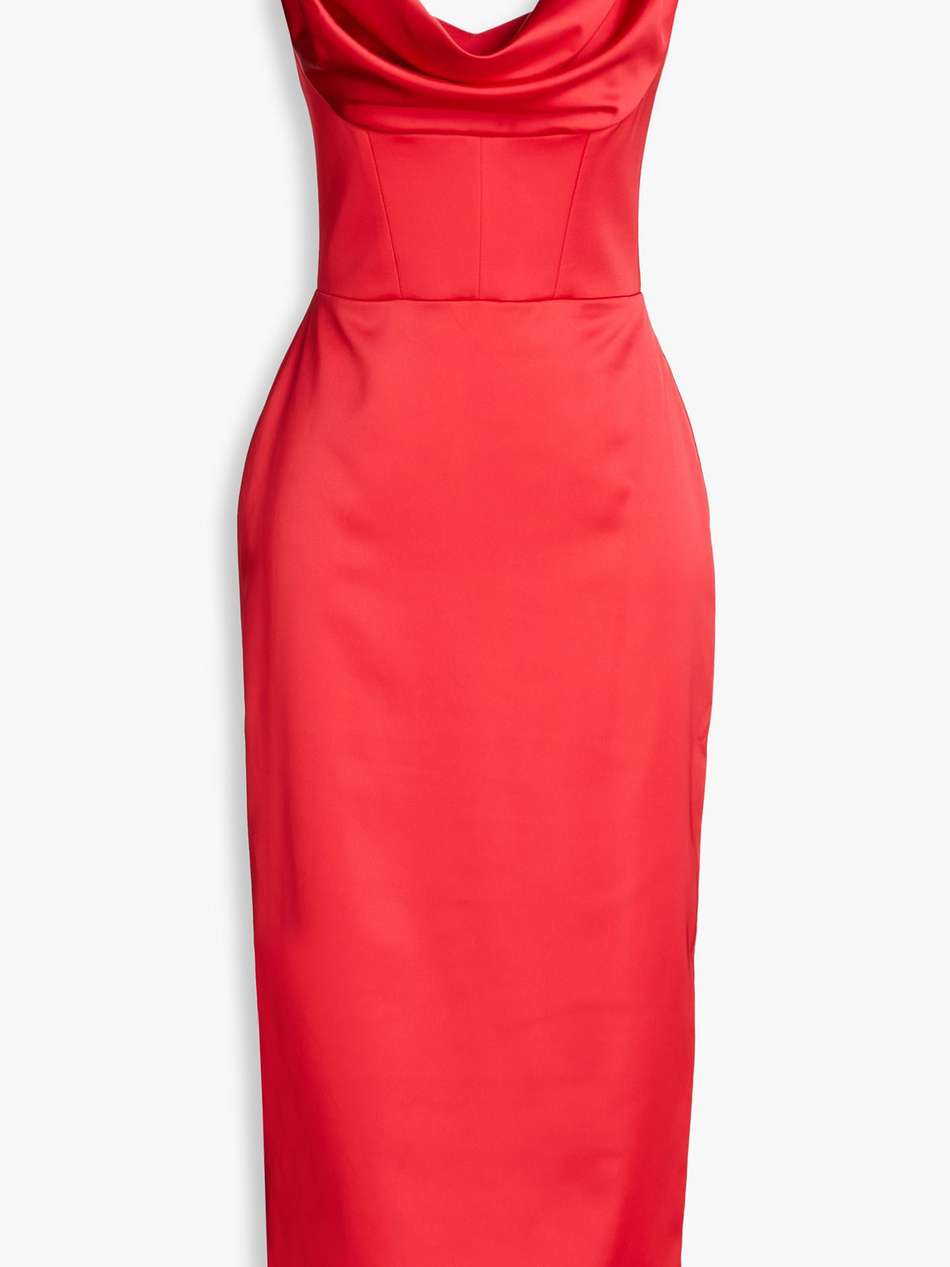 draped satin-crepe midi dress