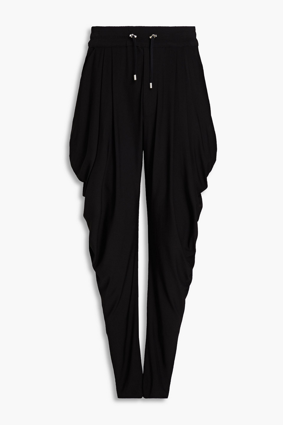 Balmain Draped Stretch-jersey Track Trousers In Black