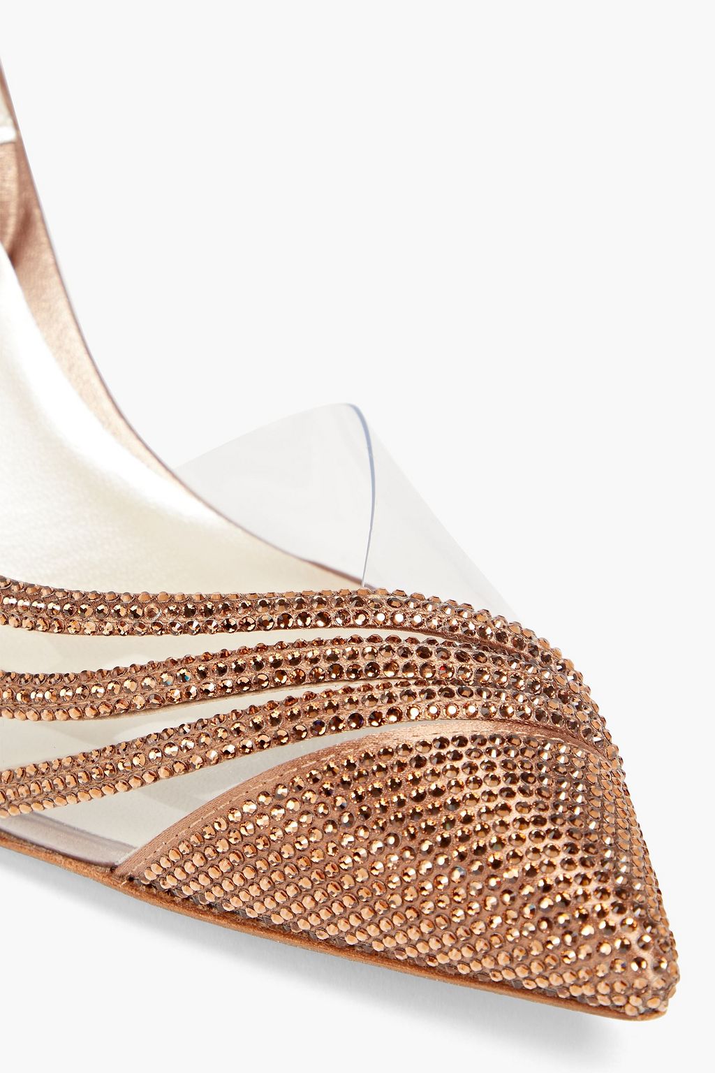 RENE' CAOVILLA Naomi crystal-embellished satin slingback pumps