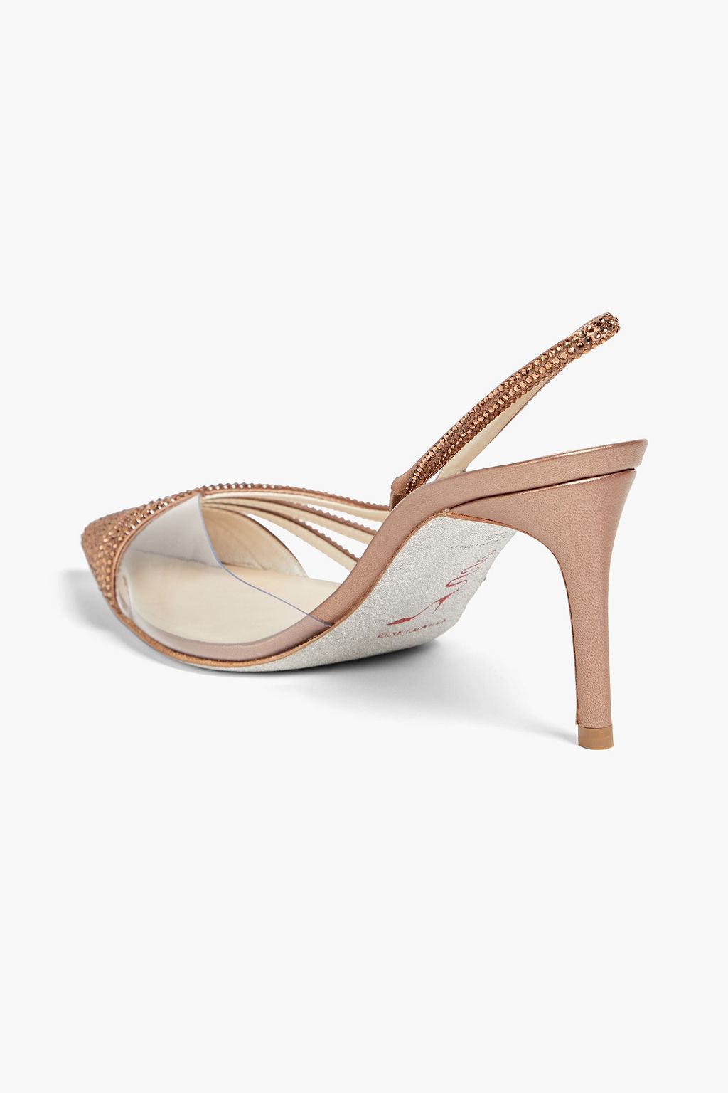 RENE' CAOVILLA Naomi crystal-embellished satin slingback pumps