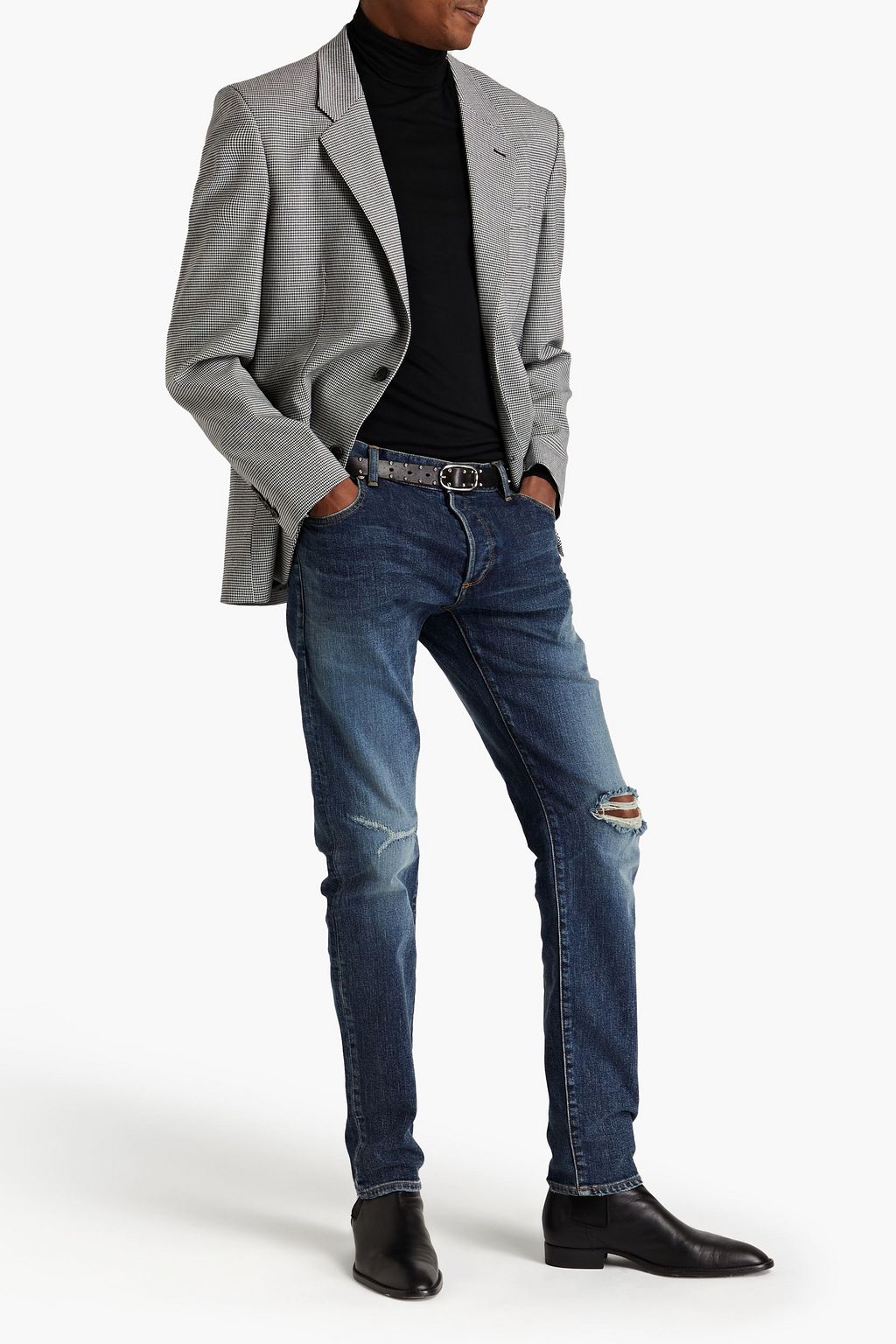 BALMAIN Skinny-fit distressed denim jeans