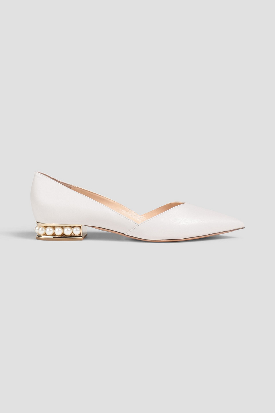 Nicholas Kirkwood 25mm Casati D'orsay Faux Pearl-embellished Leather Flat