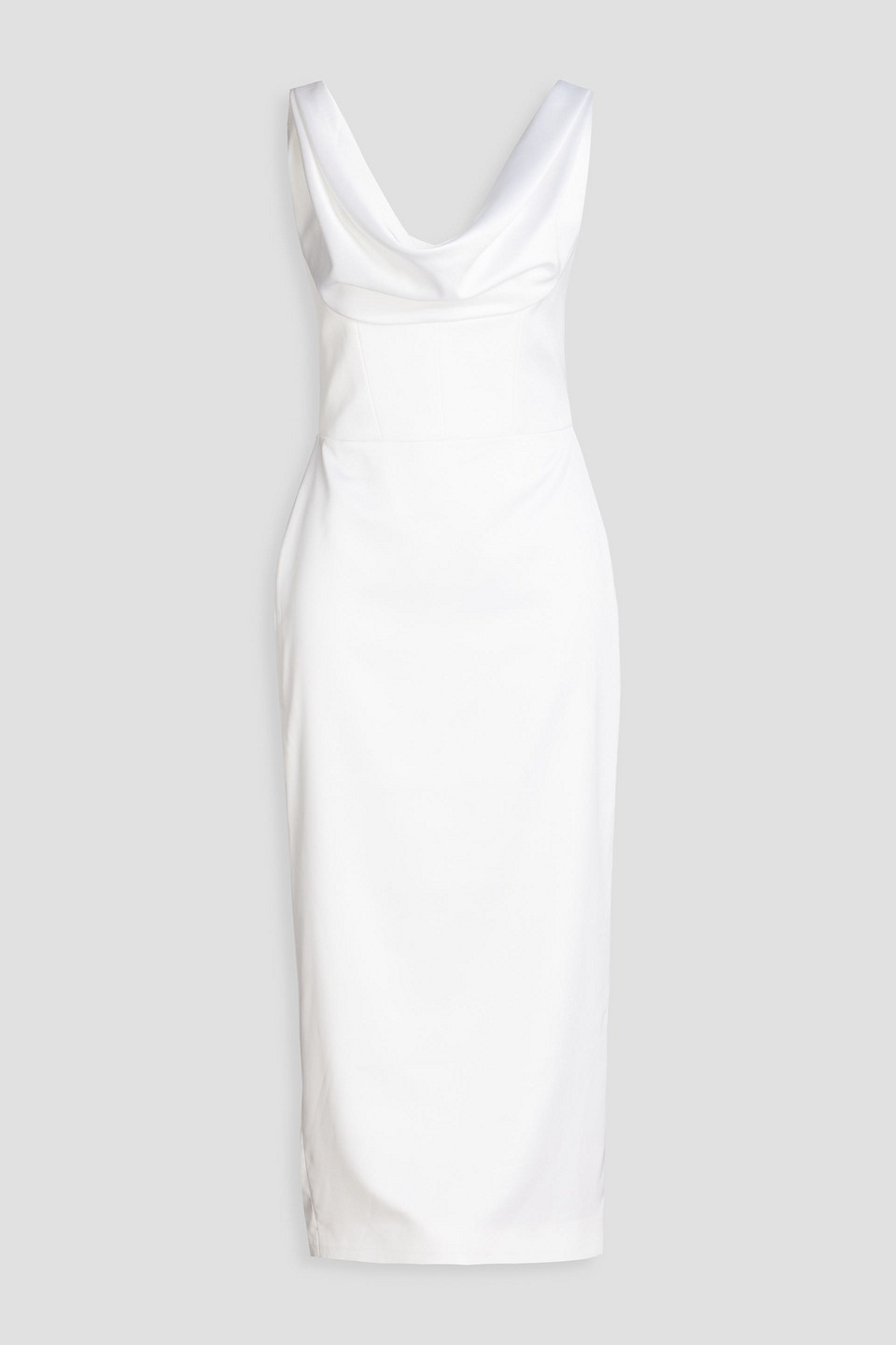 Rasario Draped Satin-crepe Midi Dress In White