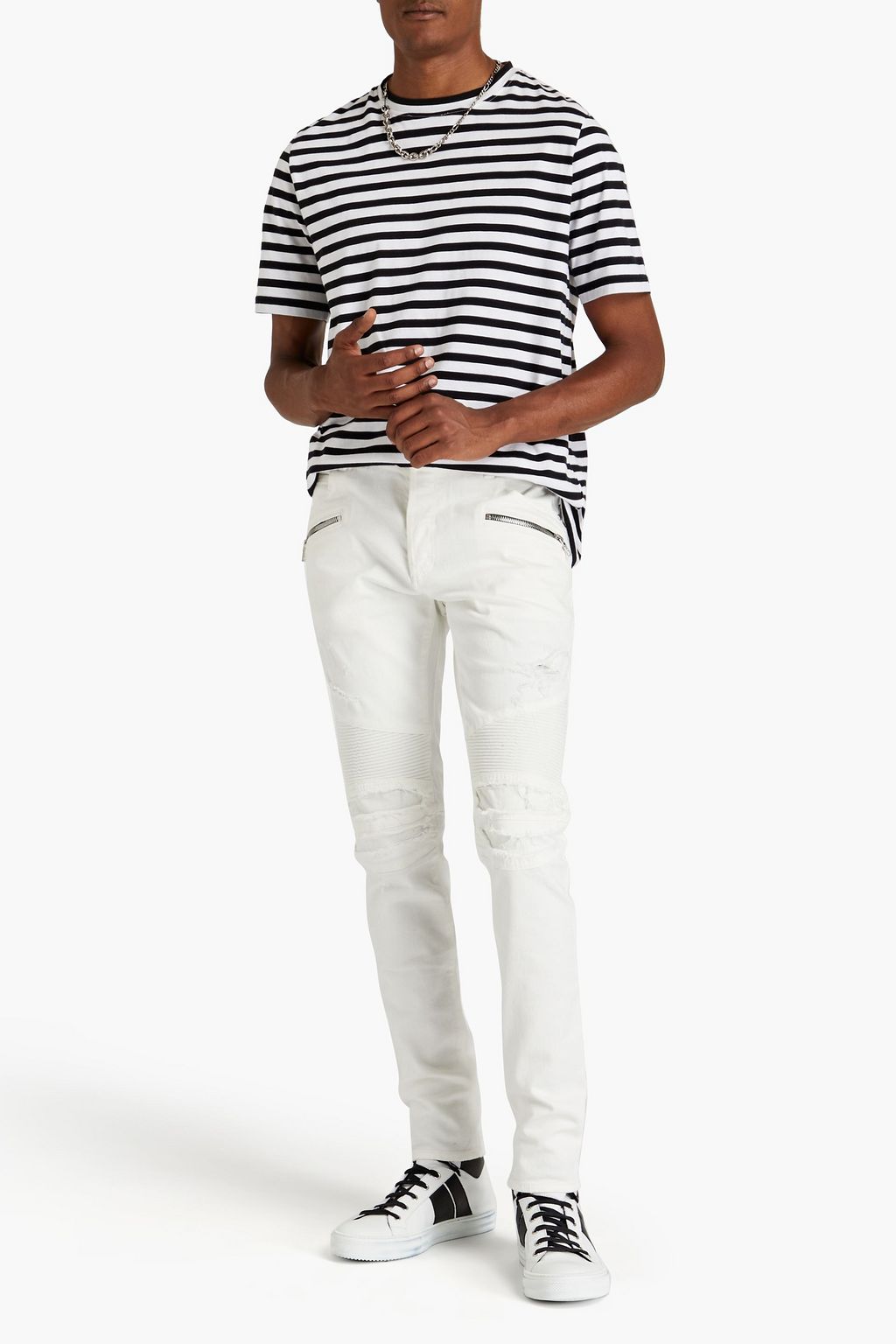 BALMAIN Skinny-fit distressed denim jeans