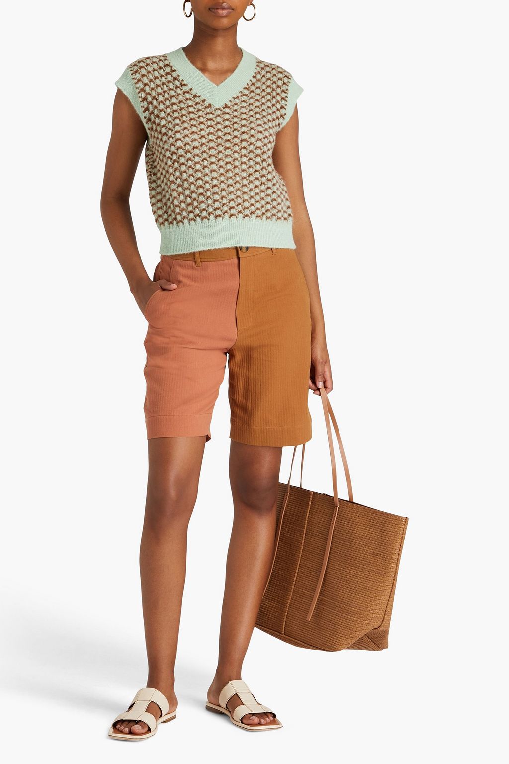 REJINA PYO Marley two-tone cotton-twill shorts