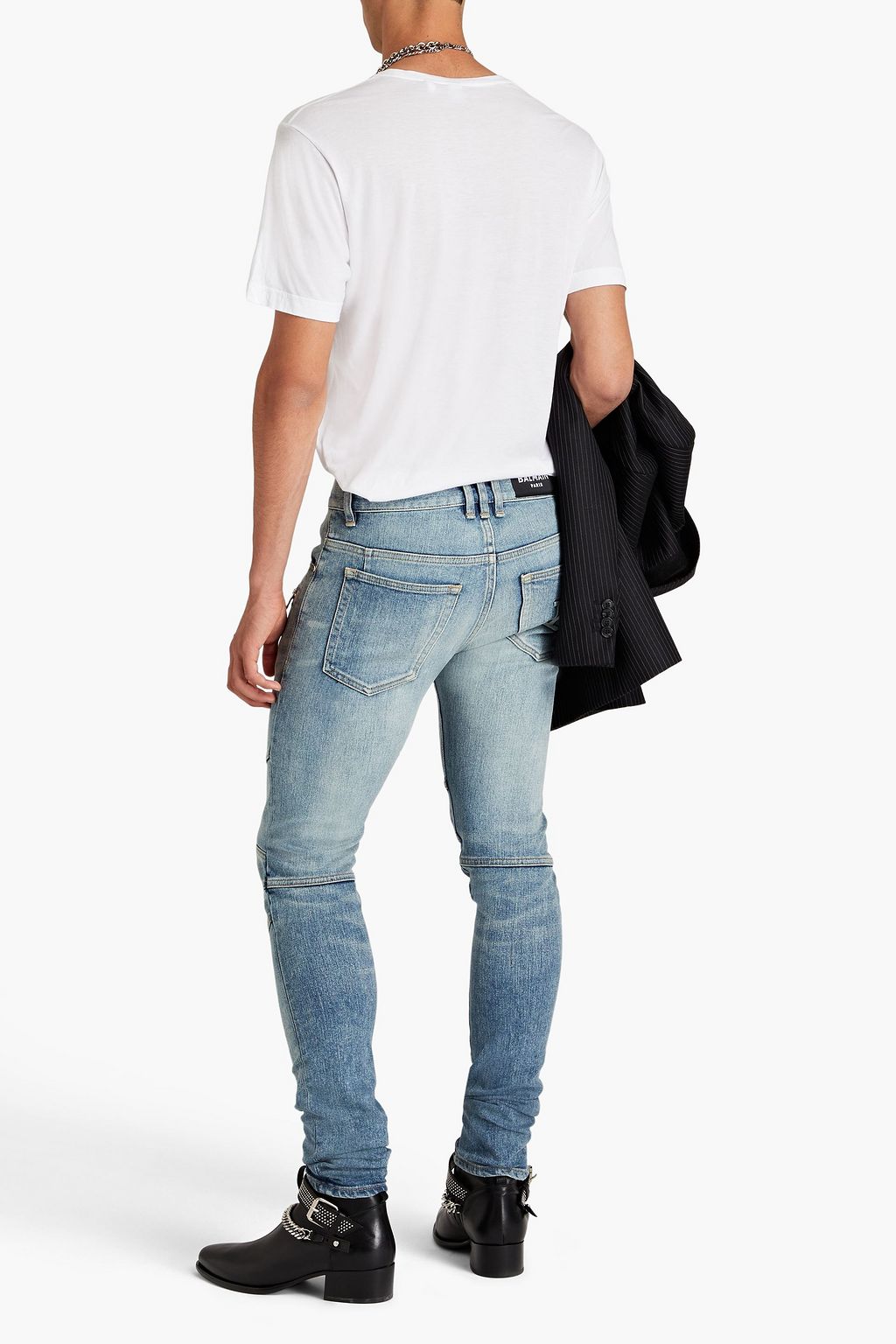 BALMAIN Skinny-fit faded denim jeans