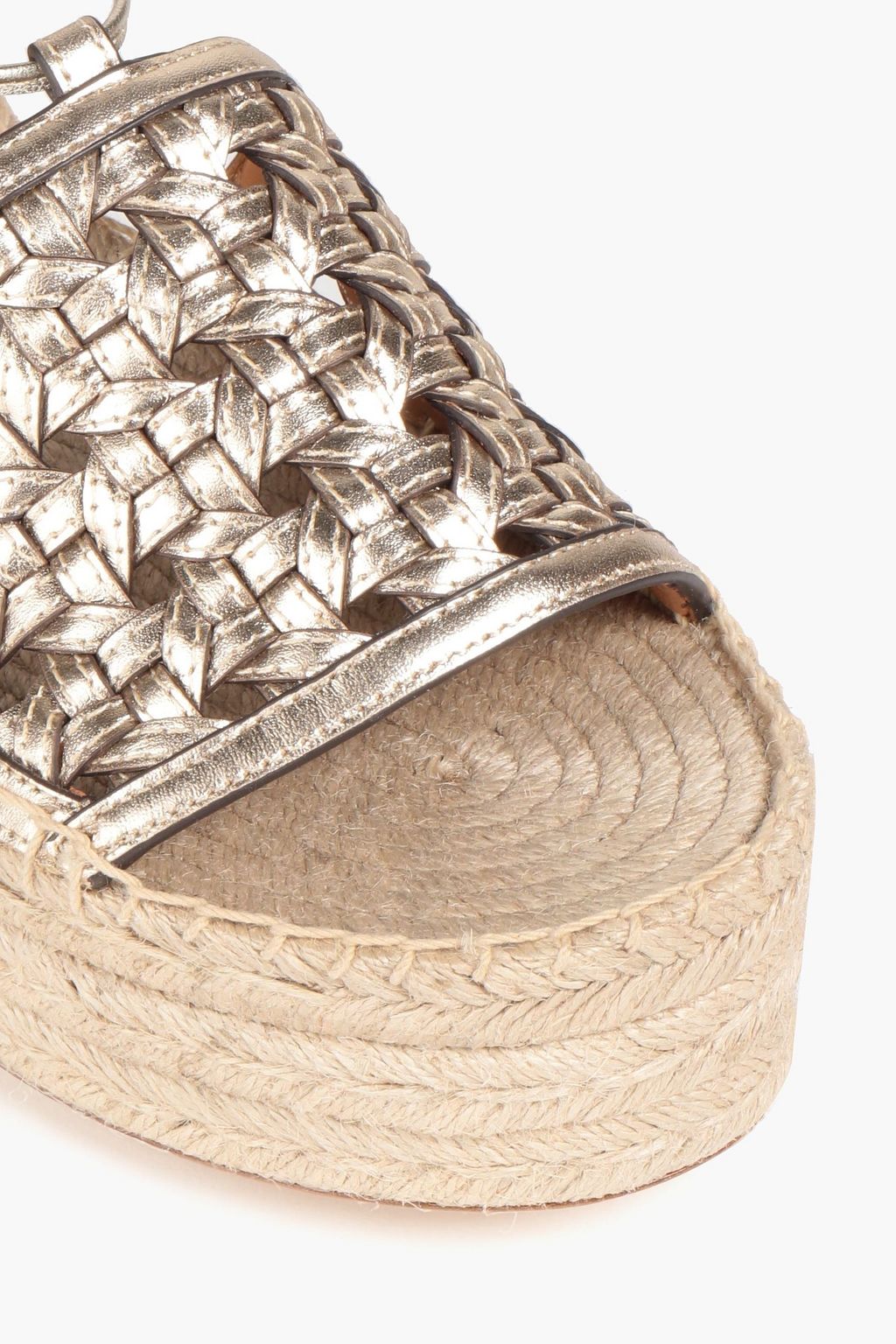 TORY BURCH Metallic leather platform espadrille sandals