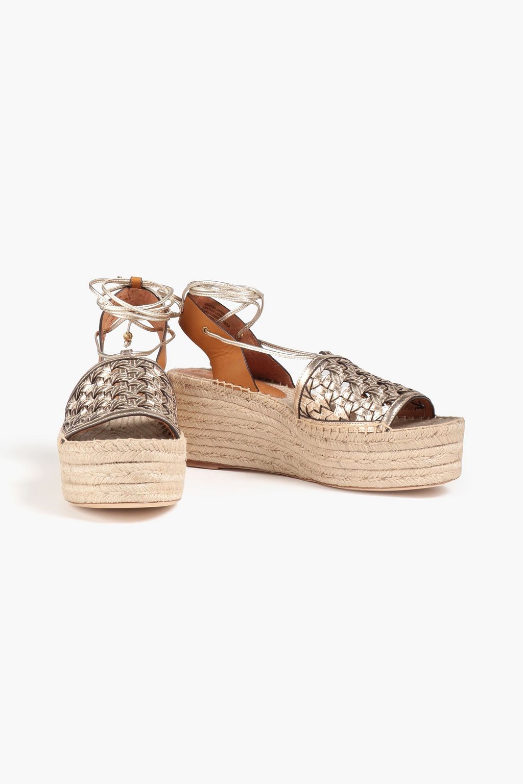 TORY BURCH Metallic leather platform espadrille sandals