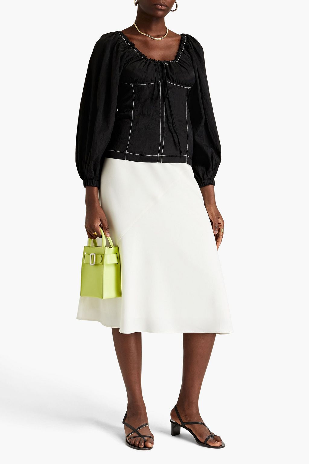 REJINA PYO Keeley gathered taffeta blouse