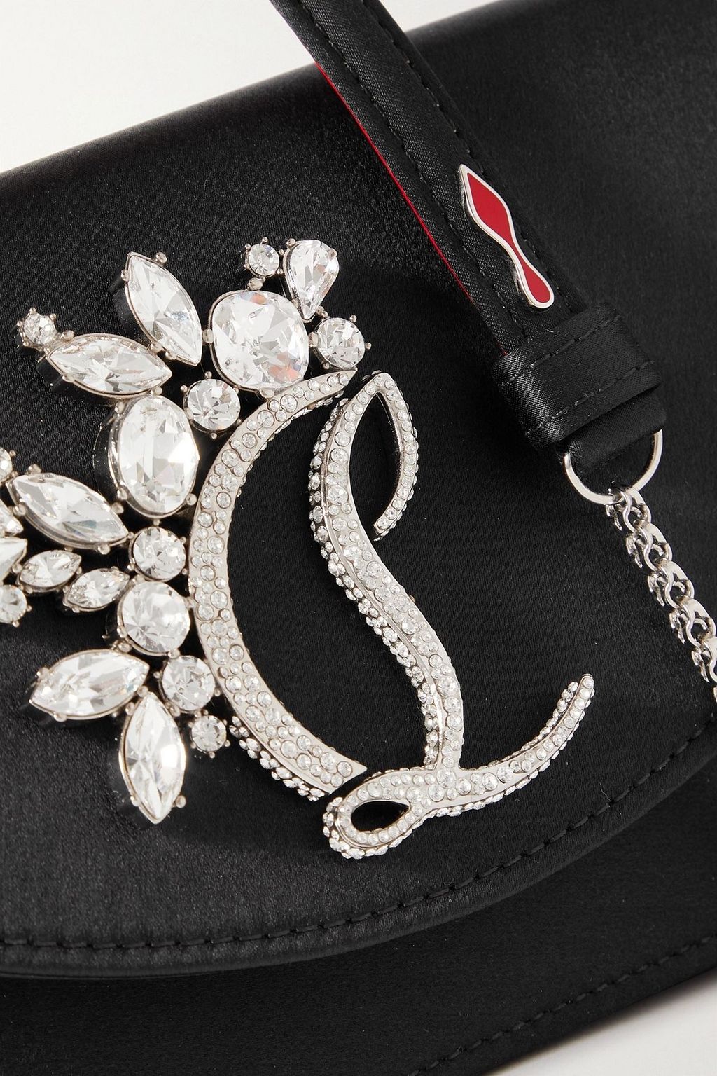 CHRISTIAN LOUBOUTIN Loubi54 crystal-embellished satin shoulder bag