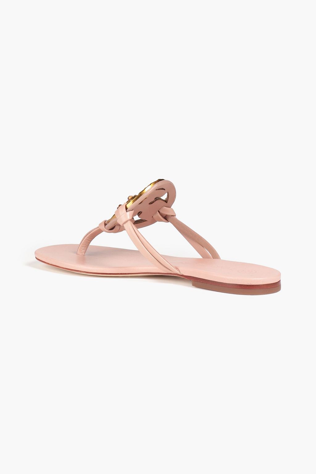 TORY BURCH Embellished leather flip flops
