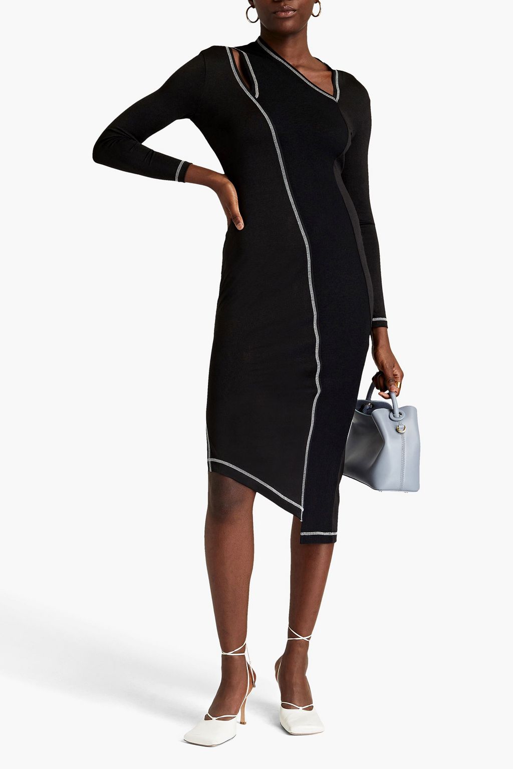 REJINA PYO Cutout wool-paneled jersey midi dress