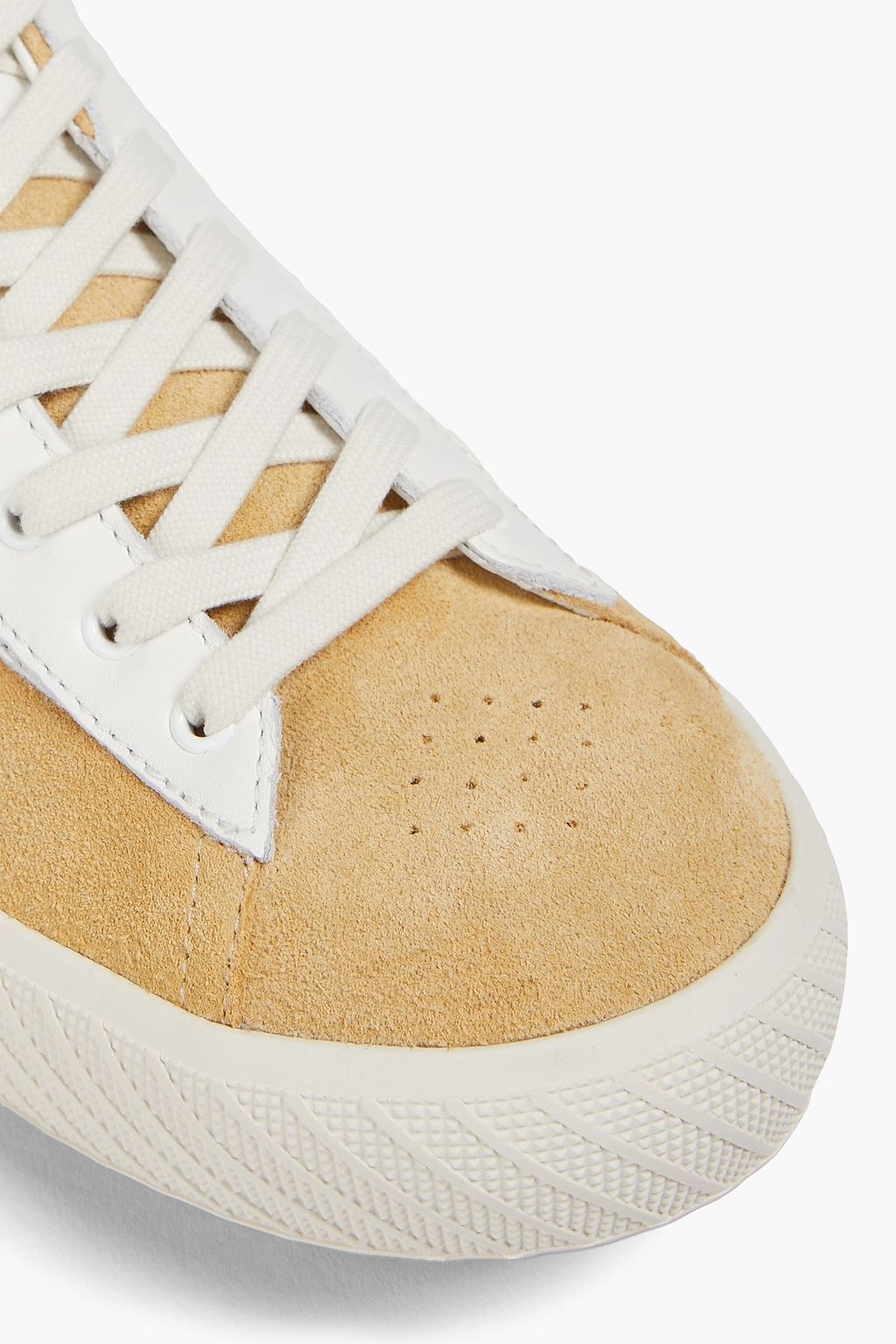 BY FAR Rodina perforated leather and suede sneakers