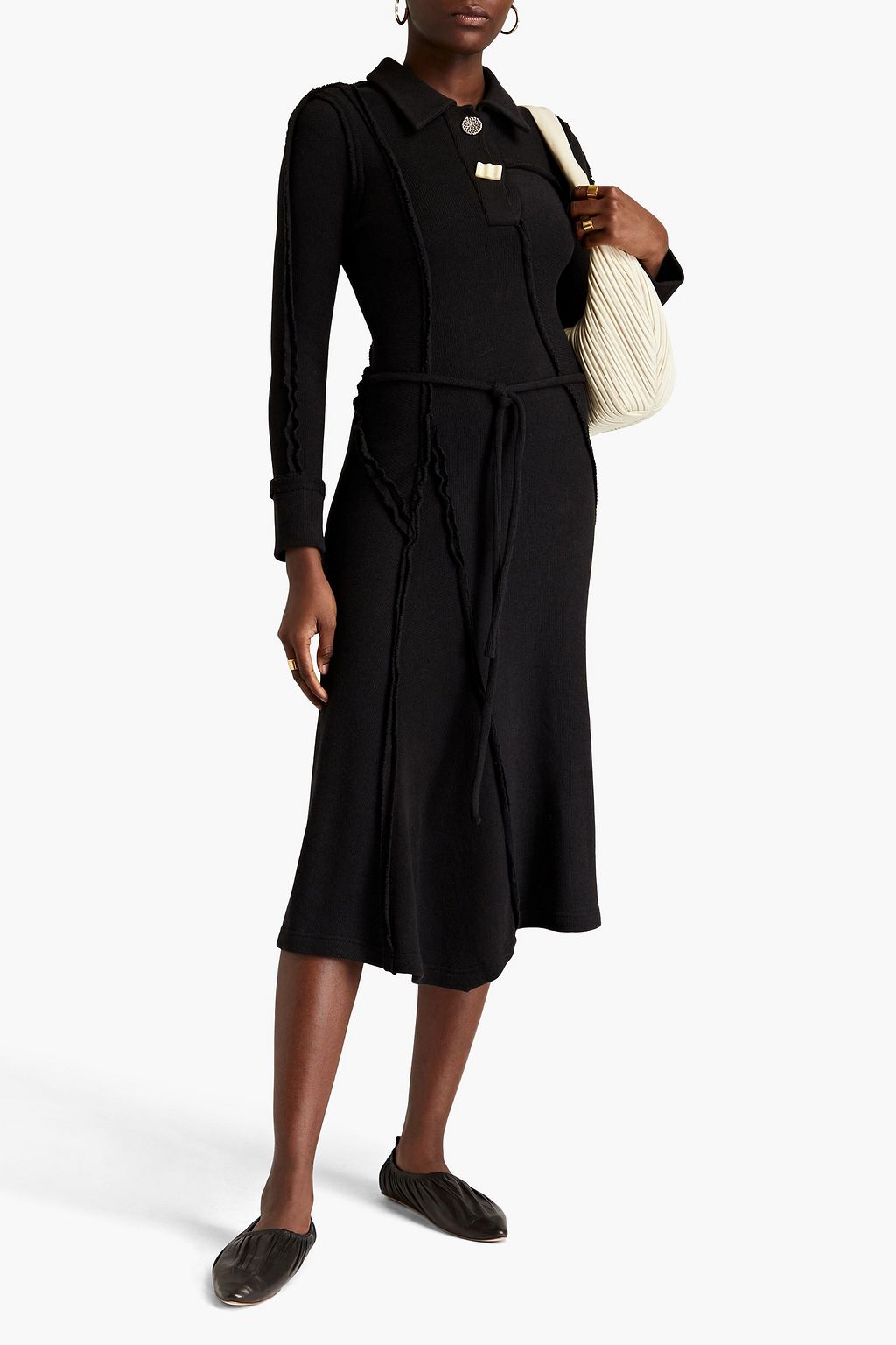 REJINA PYO Aubrey Hemdkleid aus einer Baumwoll-Wollmischung in Midilänge