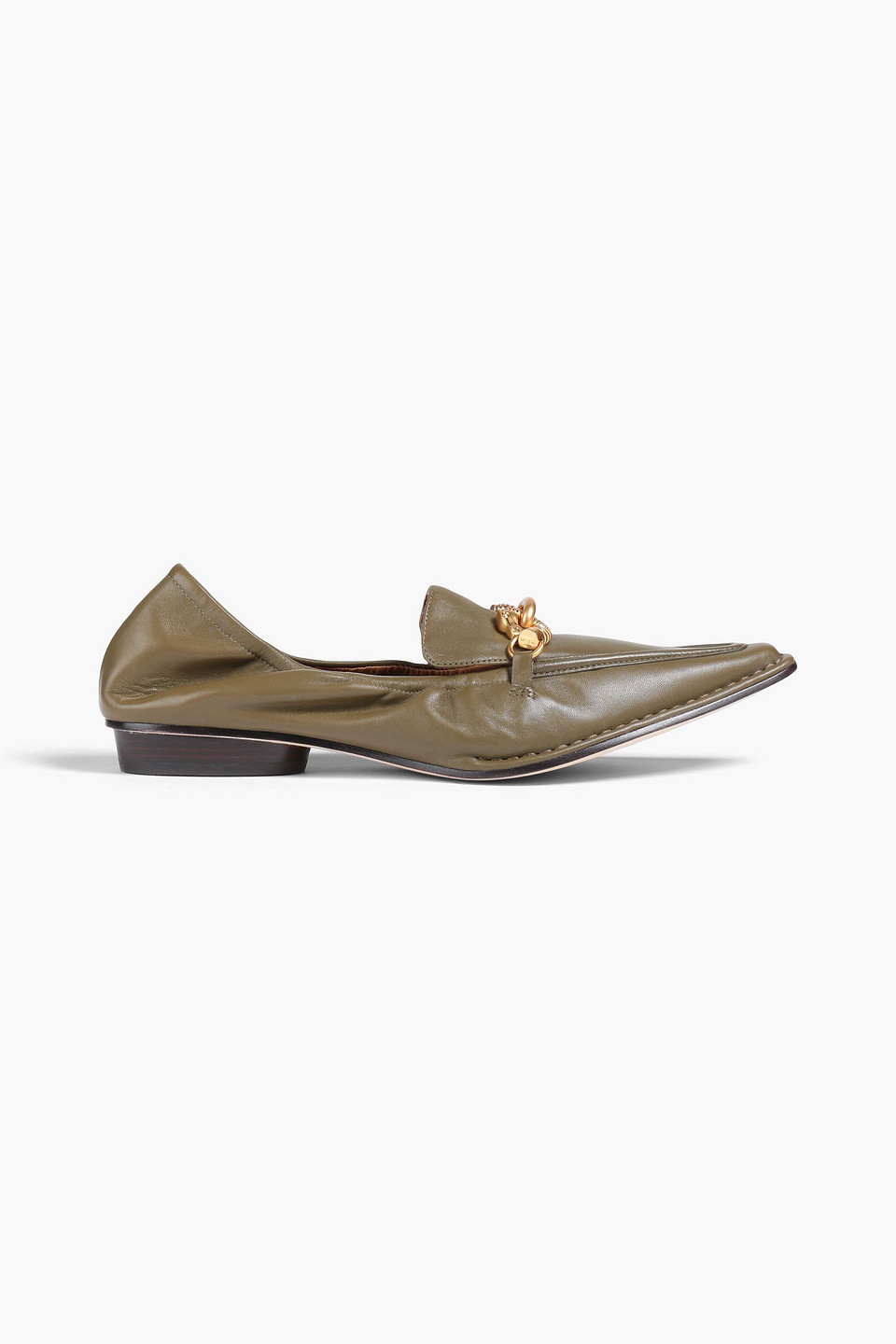 Tory Burch Jessa Chain-embellished Leather Loafers In Green