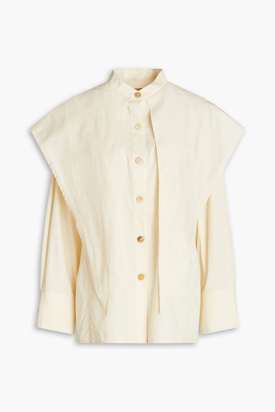 Rejina Pyo Draped Cotton-poplin Blouse In Neutral