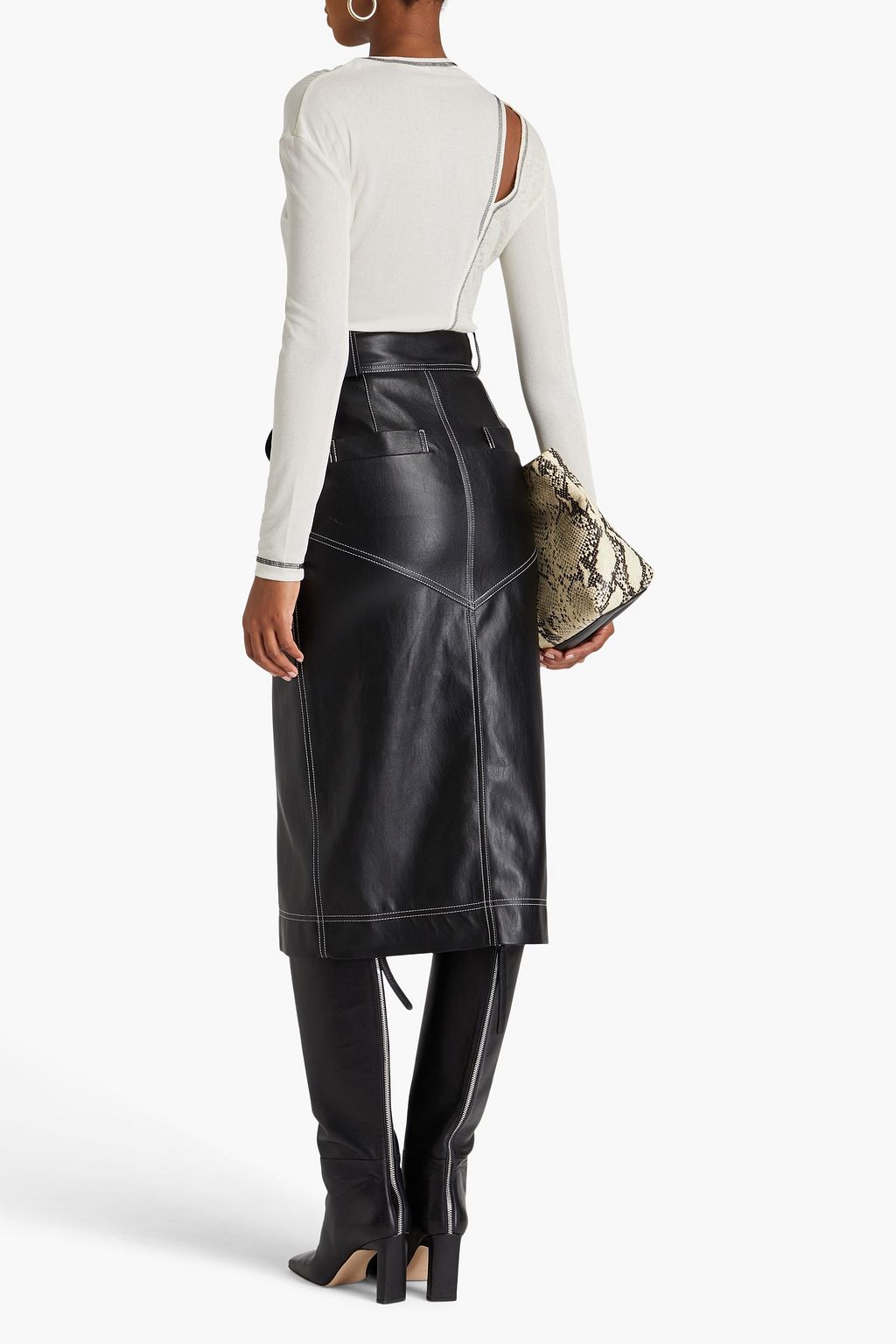 REJINA PYO Annette asymmetric cutout wool-jersey top