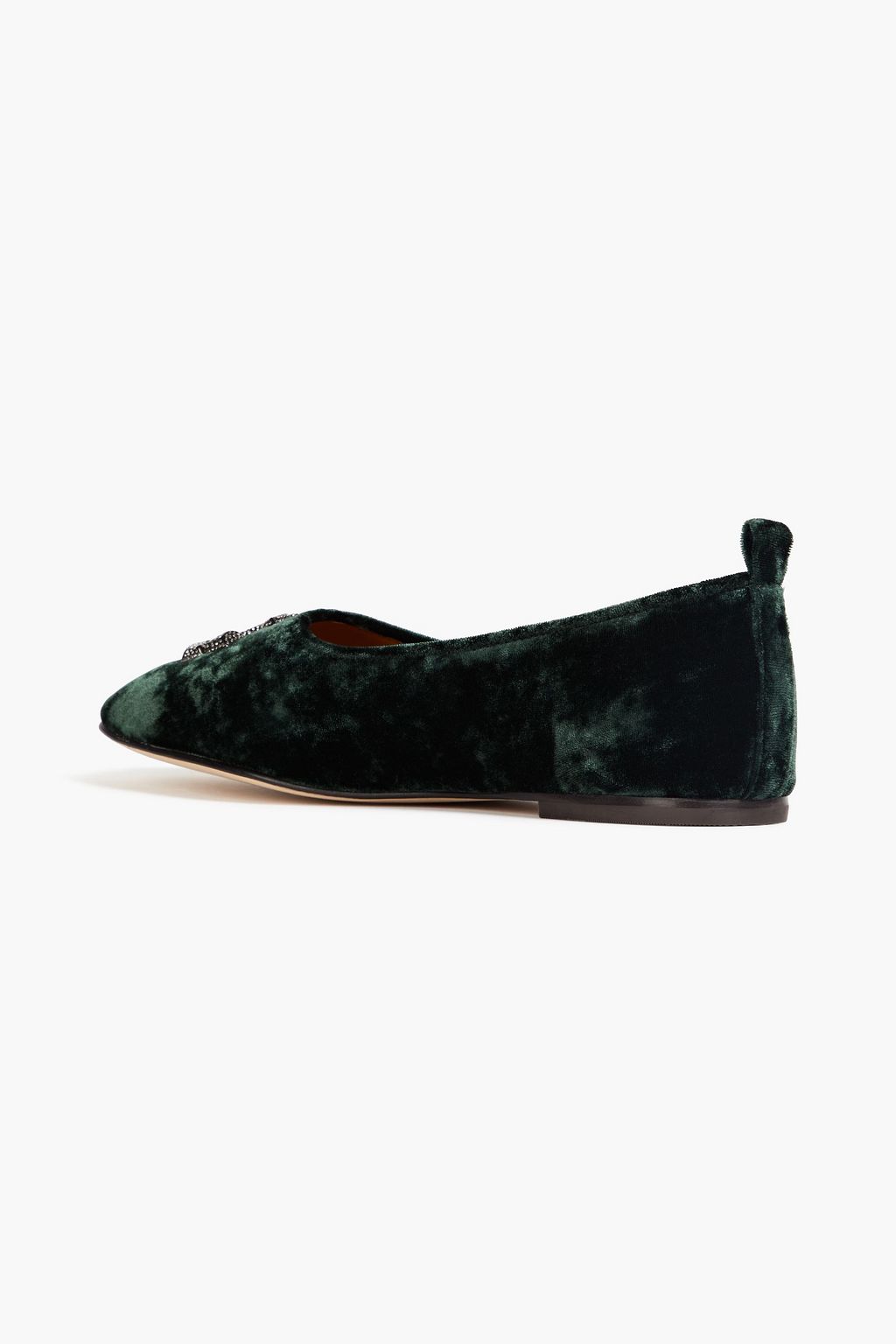TORY BURCH Embellished velvet ballet flats