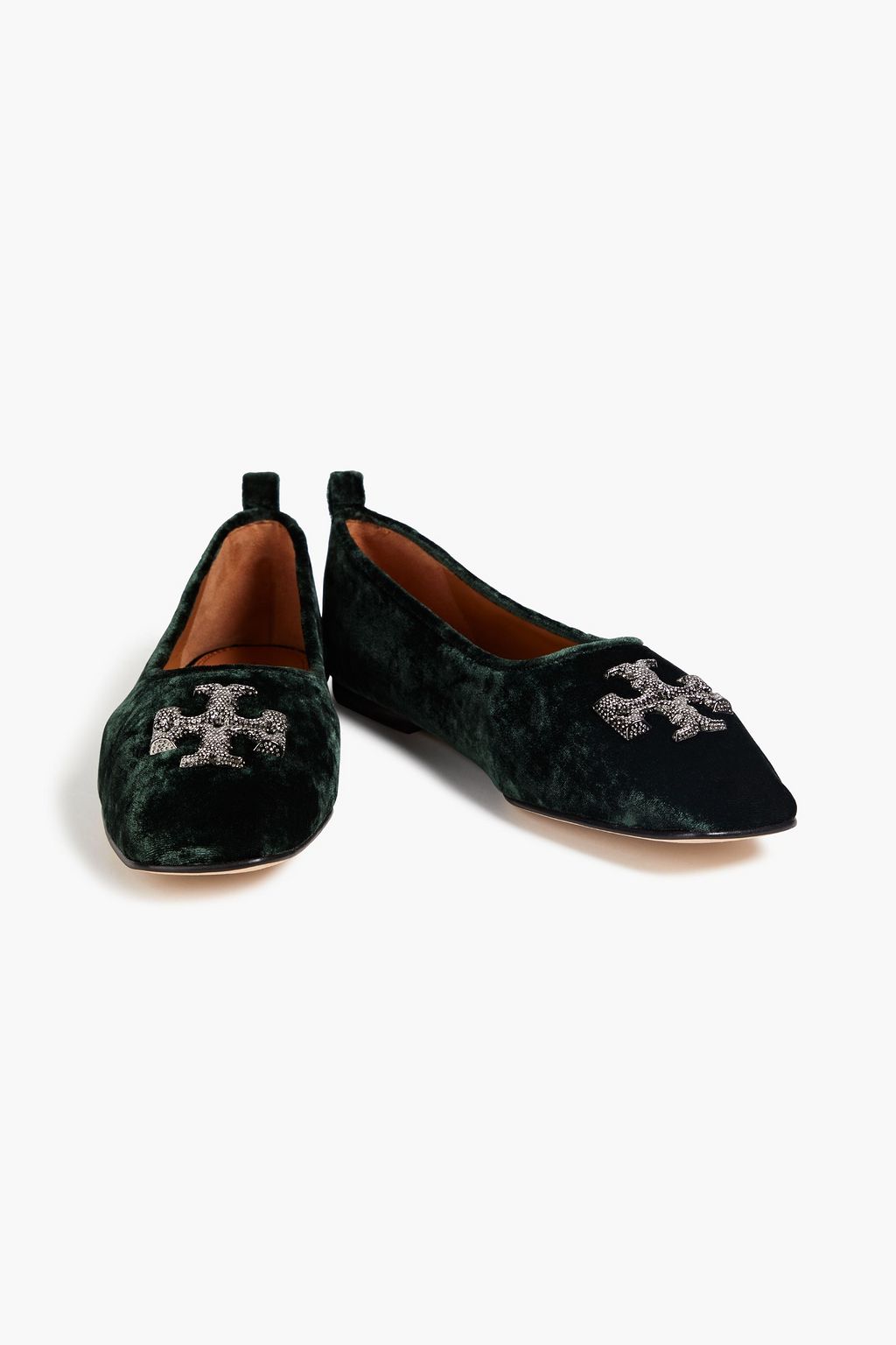 TORY BURCH Embellished velvet ballet flats