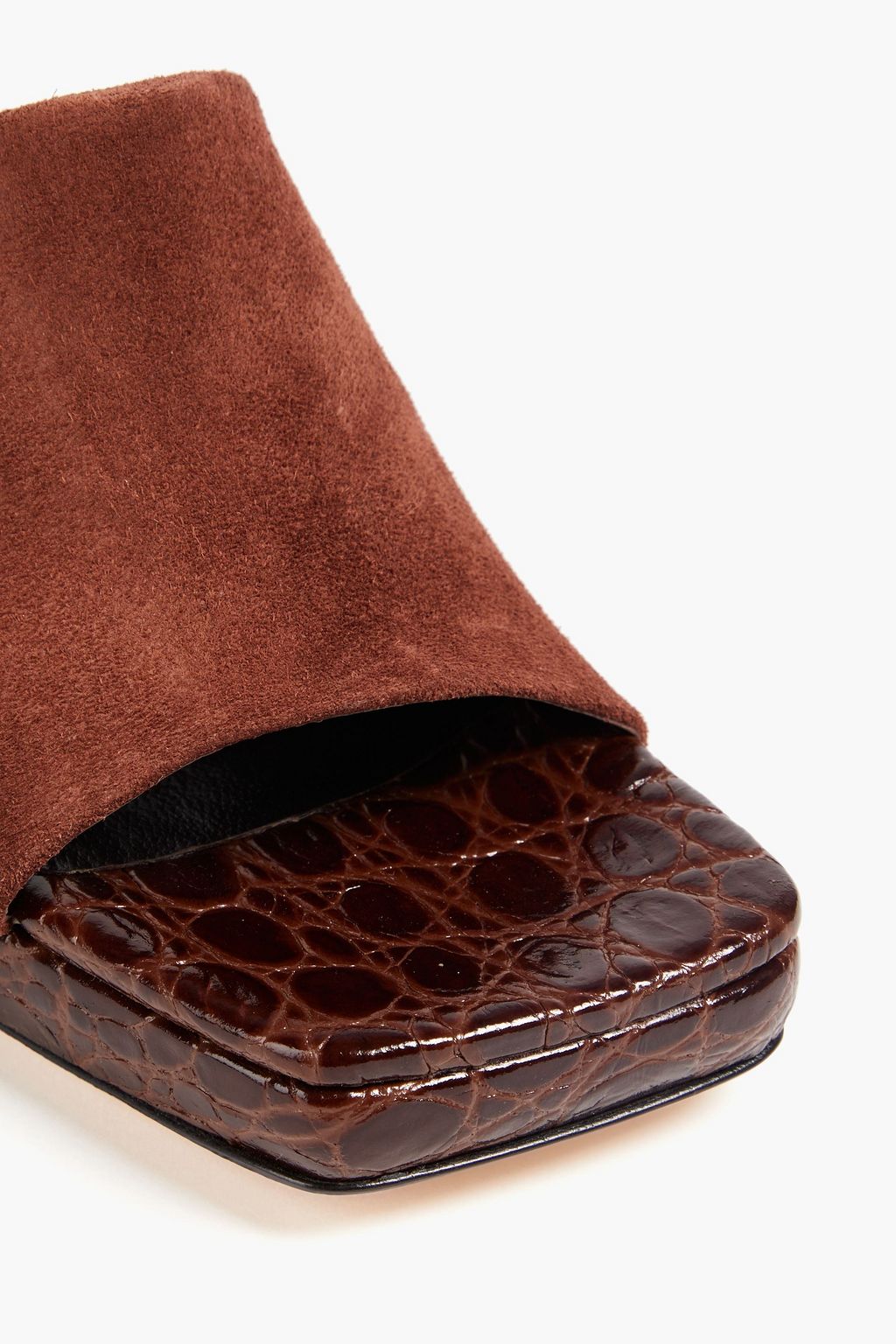 BY FAR Beliz croc-effect leather and suede mules