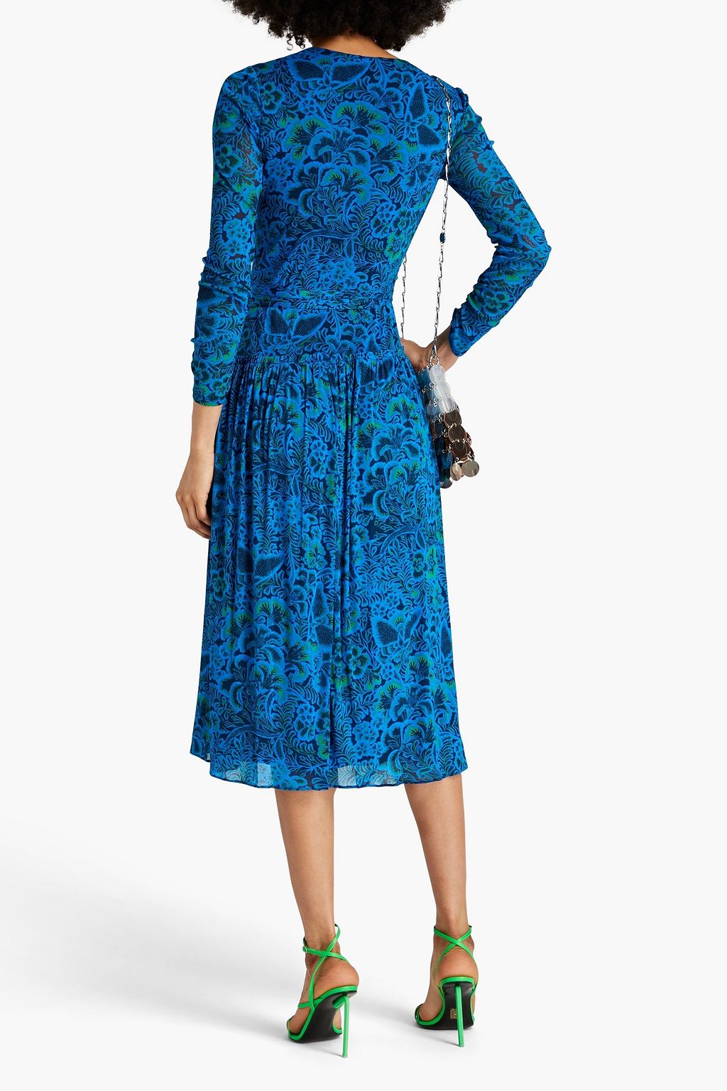 DIANE VON FURSTENBERG Printed tulle midi wrap dress