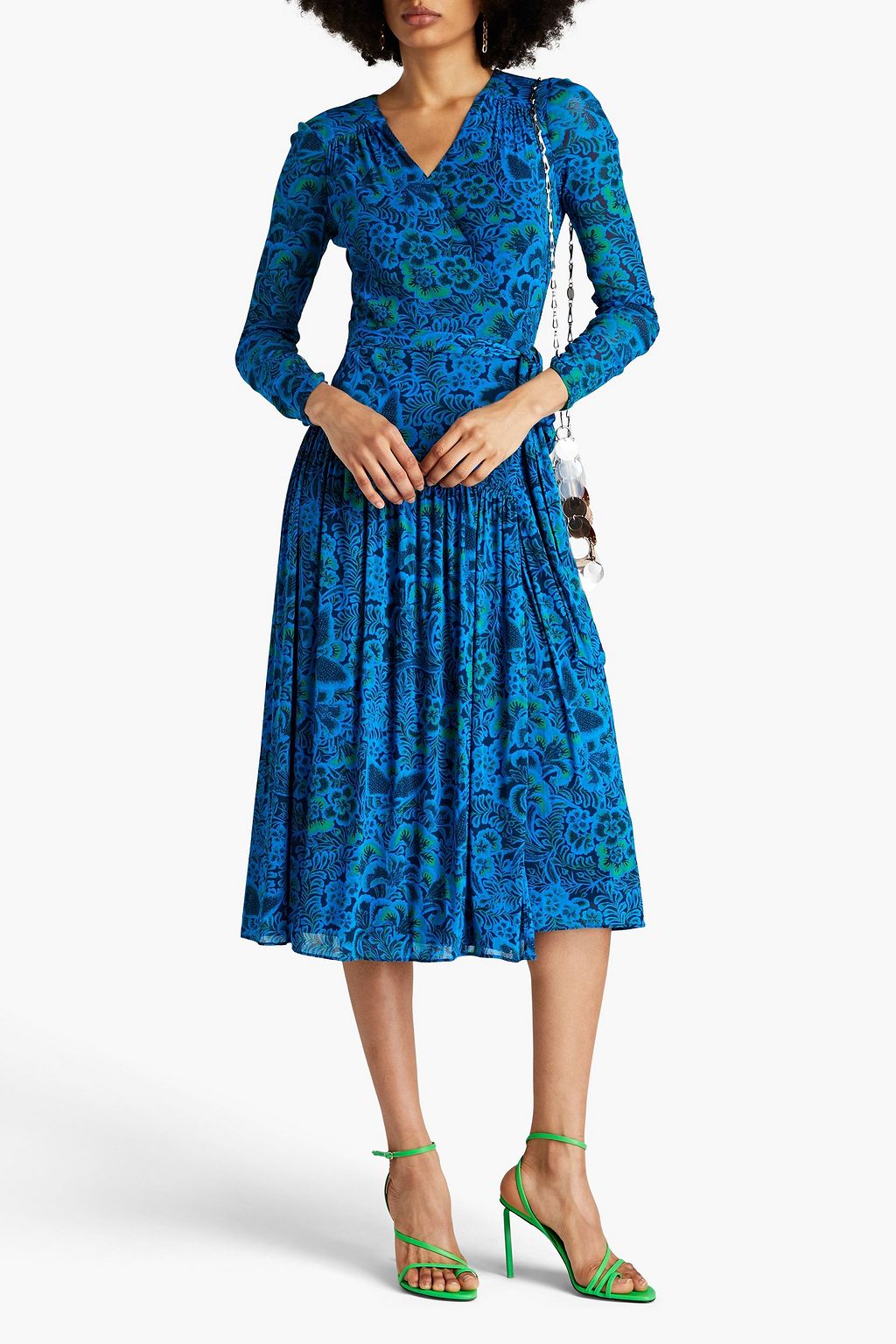 DIANE VON FURSTENBERG Printed tulle midi wrap dress