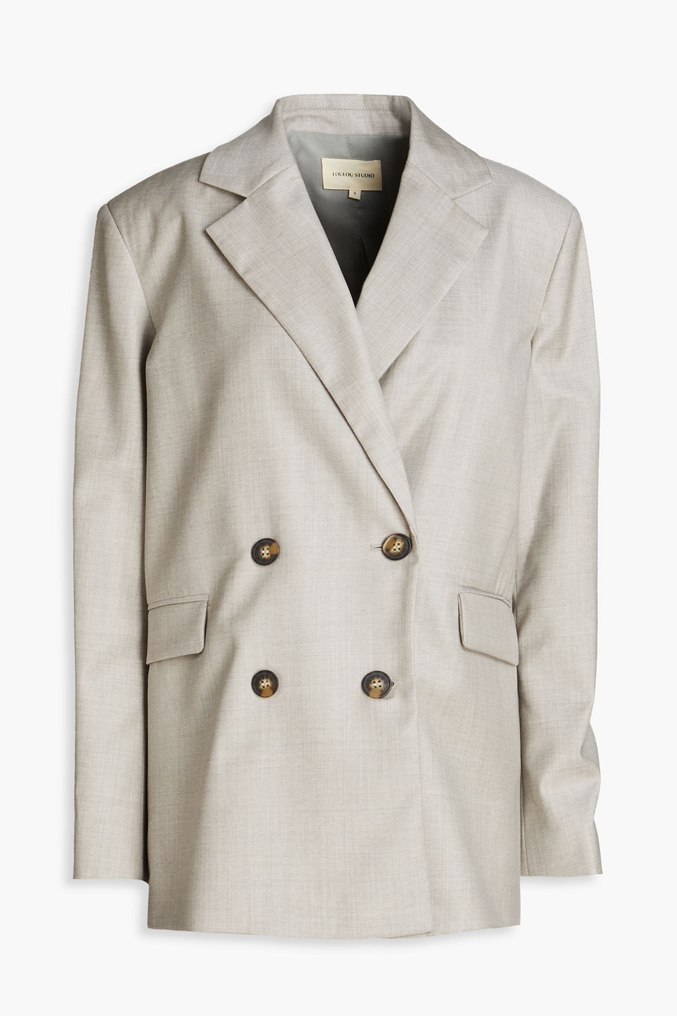 Loulou Studio Double-breasted Wool Blazer In Stone