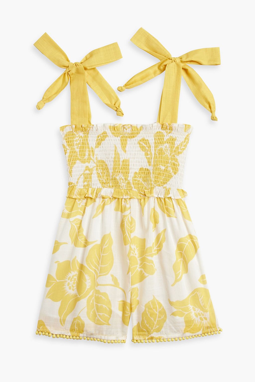ZIMMERMANN Kids Bells shirred floral-print cotton playsuit