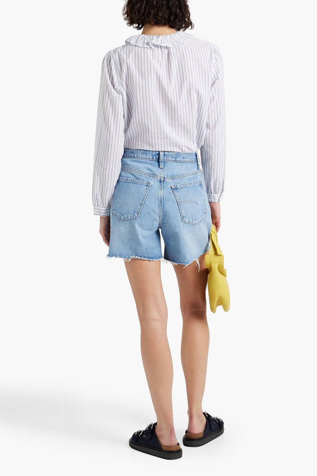 ALEX MILL Ruffled striped cotton-blend poplin blouse