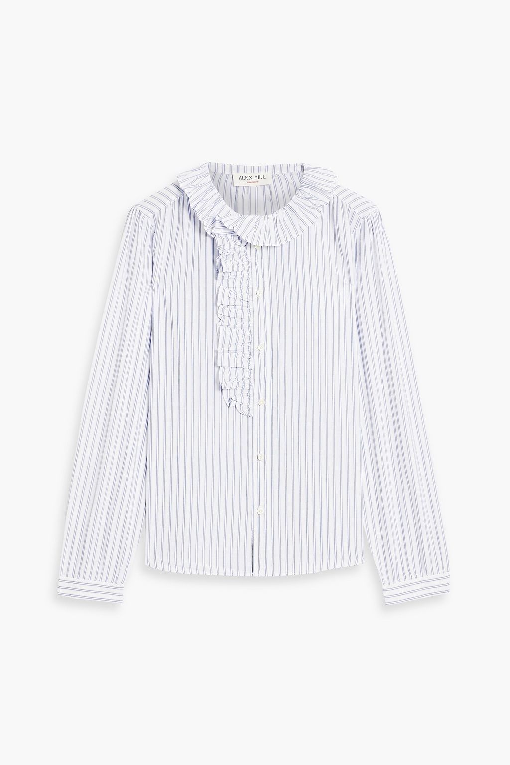 ALEX MILL Ruffled striped cotton-blend poplin blouse | THE OUTNET