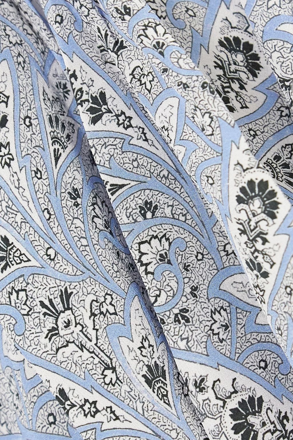 ISABEL MARANT تنورة قصيرة “إكسوري” من قماش كريب دي شين الحريري بتصميم منسدل مزينة بطبعات بنمط بيزلي