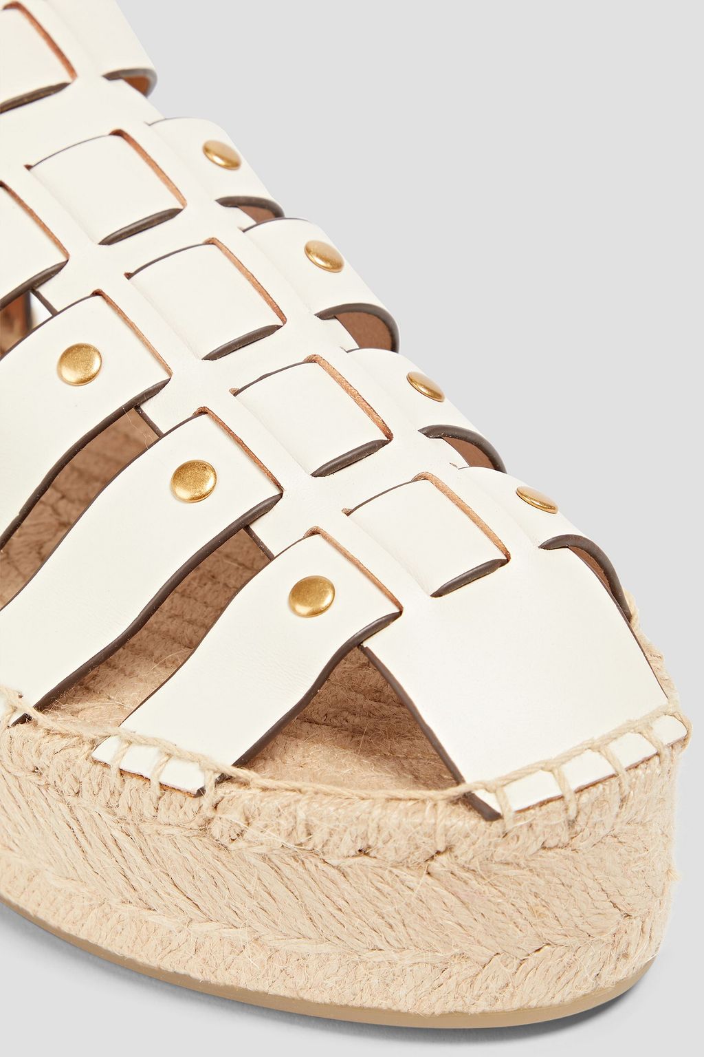 TORY BURCH Fisherman studded leather platform espadrilles