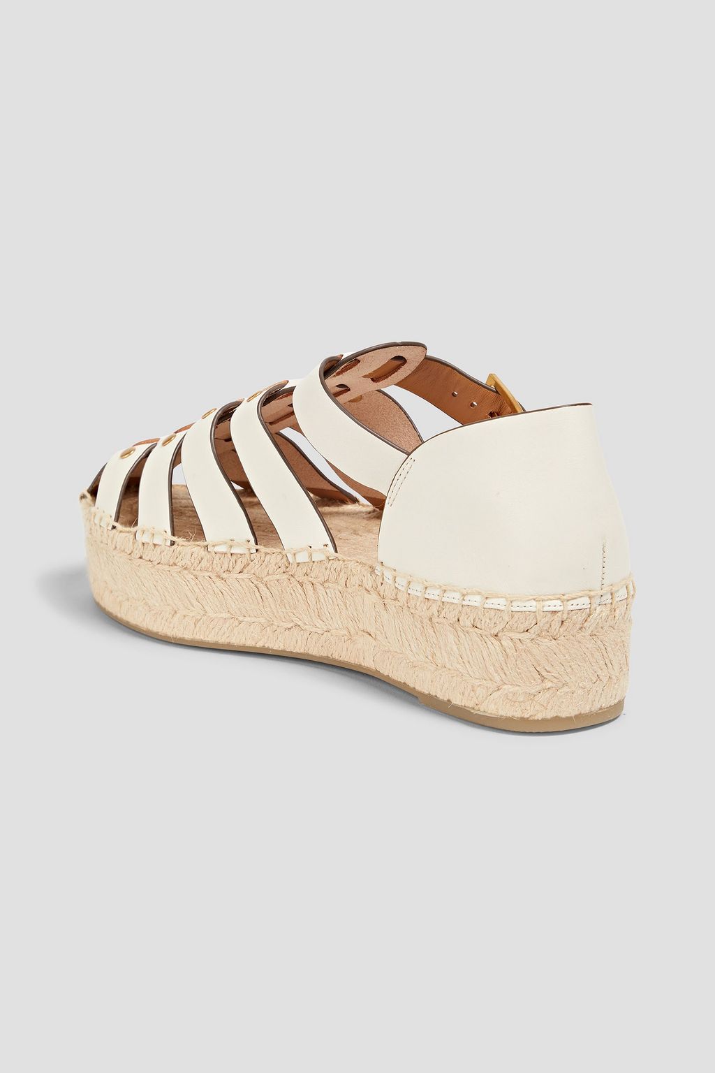 TORY BURCH Fisherman studded leather platform espadrilles