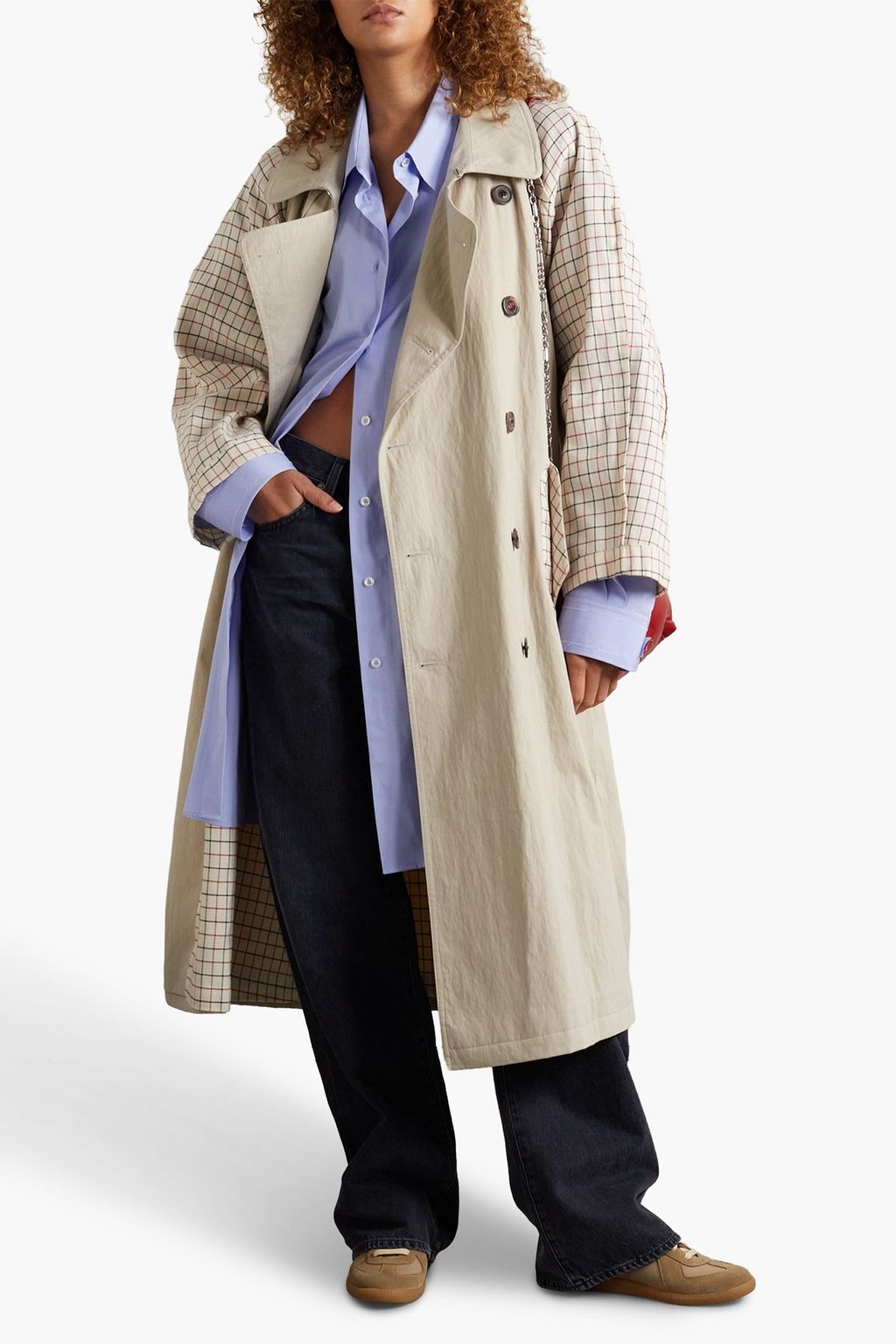 MAISON MARGIELA Belted checked cotton-blend twill and gabardine trench coat
