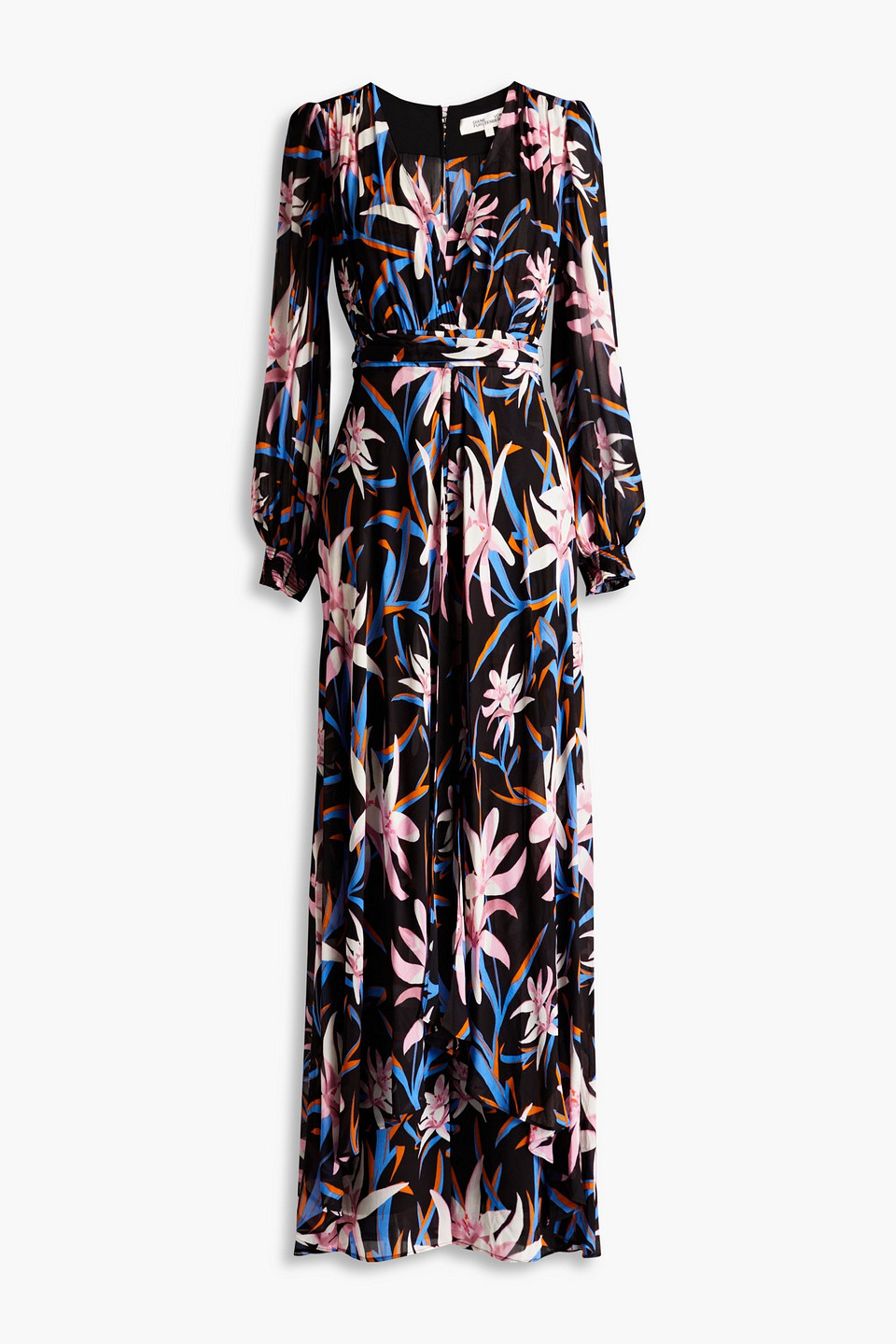 Diane von Furstenberg - Skirt-effect floral-print georgette jumpsuit - Black - US 2