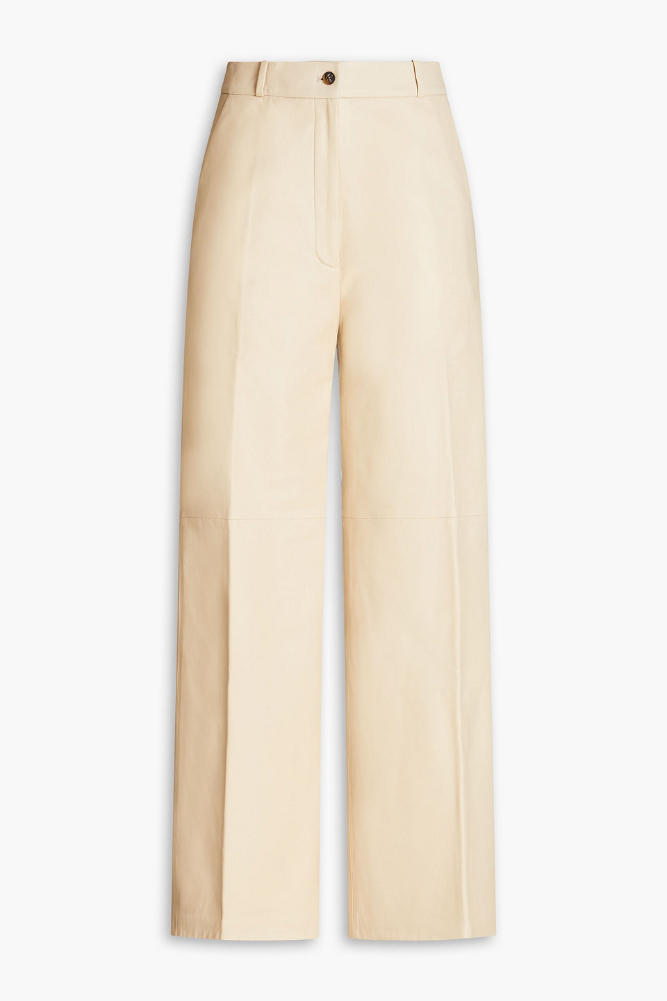 Shop Loulou Studio Noro Leather Wide-leg Pants In Ecru