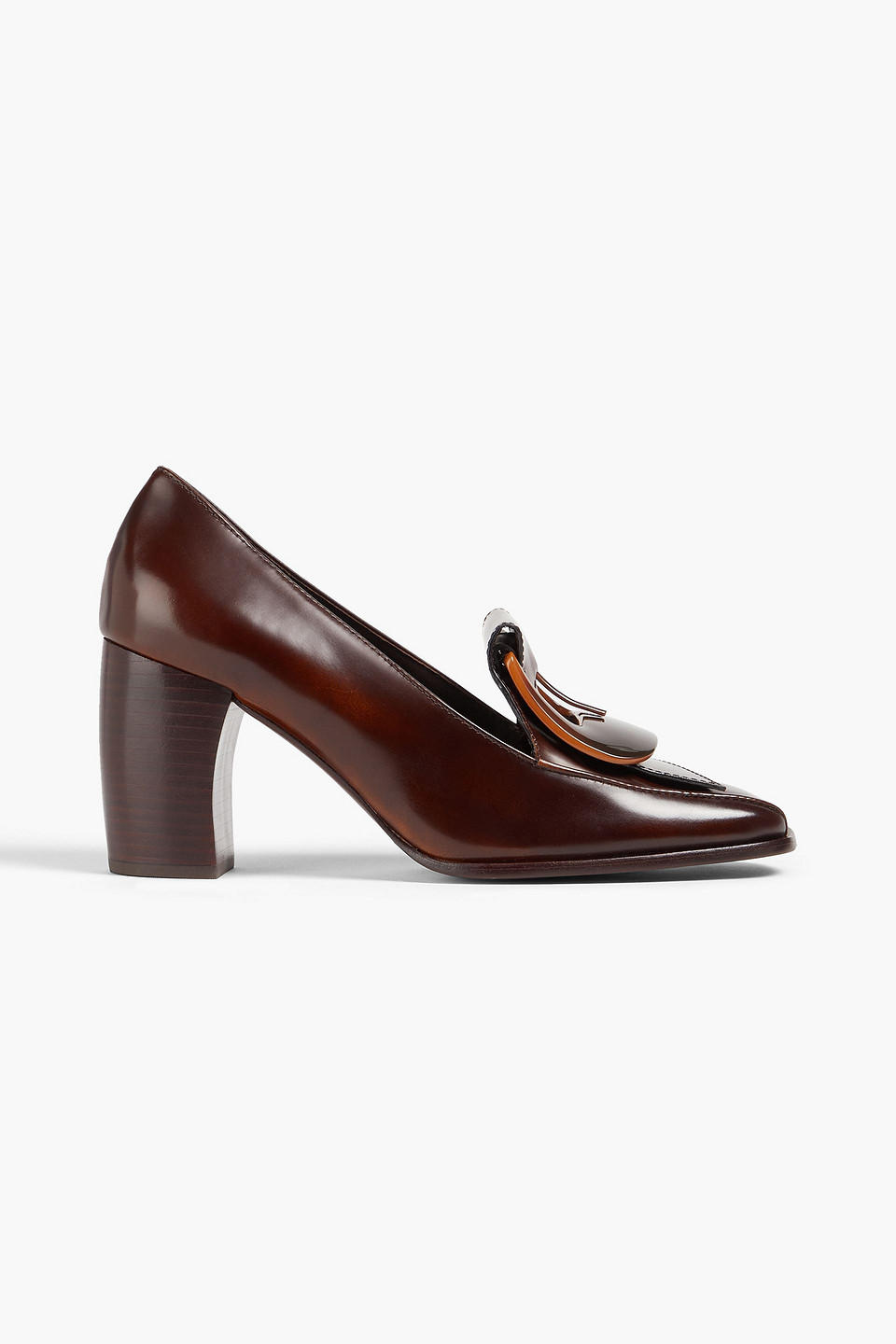 Tory Burch Embellished Burnished Leather Loafers In Multi