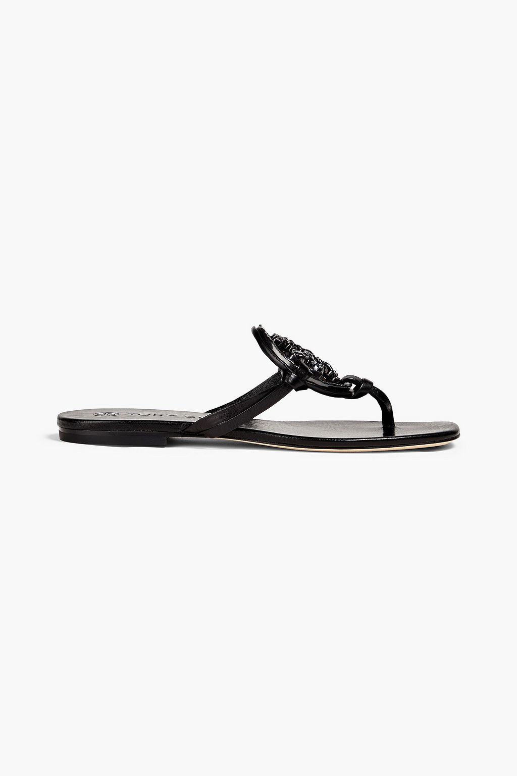 TORY BURCH Embellished leather flip flops | THE OUTNET