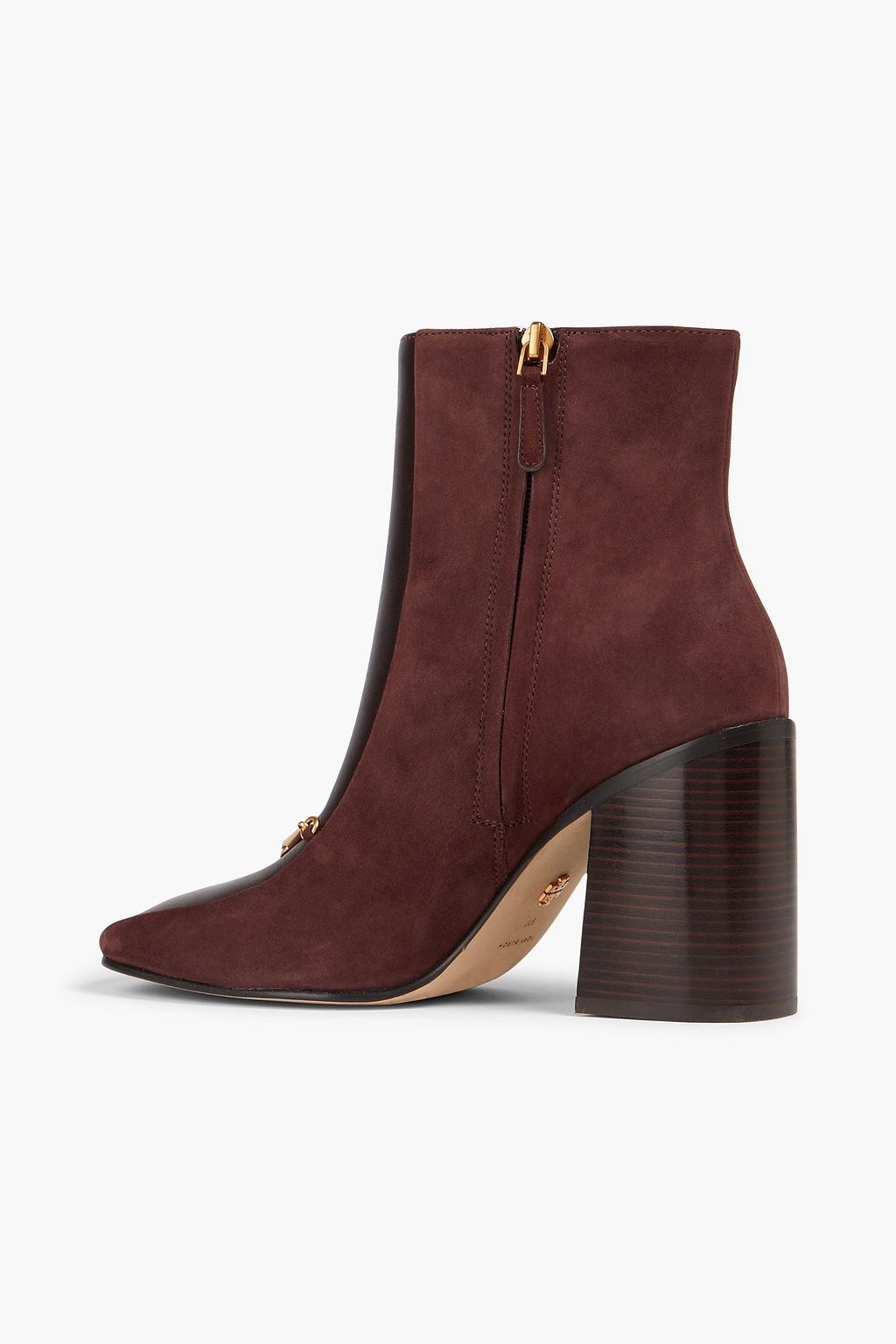 TORY BURCH Embellished suede and leather ankle boots