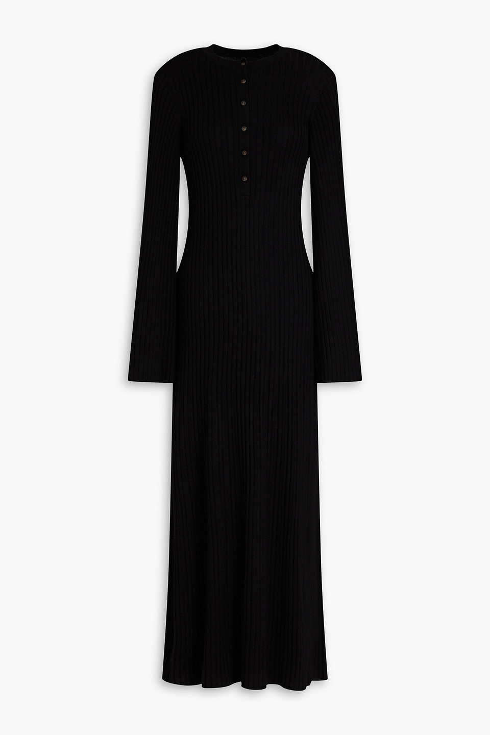 loulou de saison - elia ribbed wool and cashmere-blend maxi dress - black - l