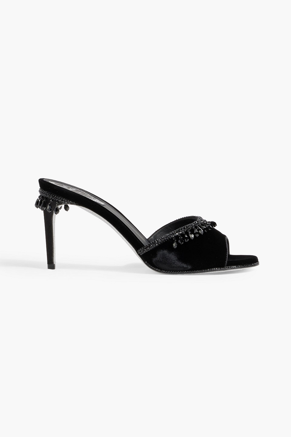 René Caovilla Chandelier Embellished Velvet Mules In Black | ModeSens