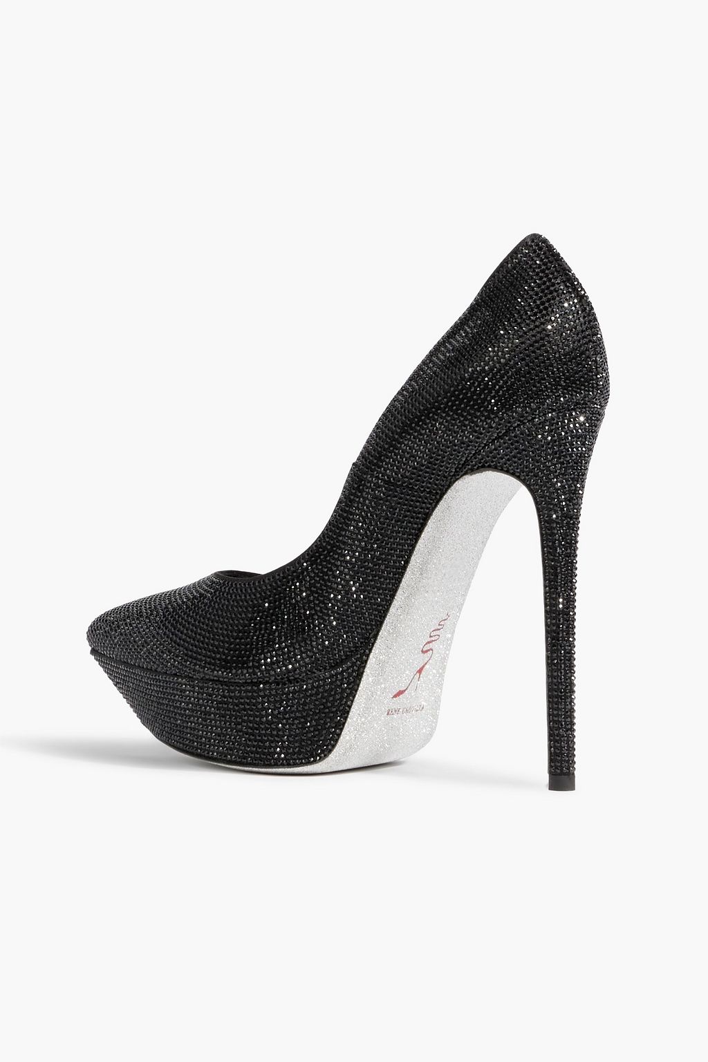RENE' CAOVILLA Crystal-embellished satin platform pumps