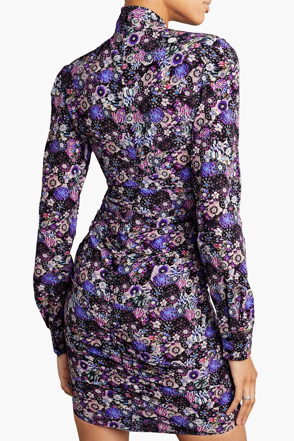 ISABEL MARANT SANDRINE TIE-NECK PRINTED SILK-BLEND CREPE MINI DRESS 